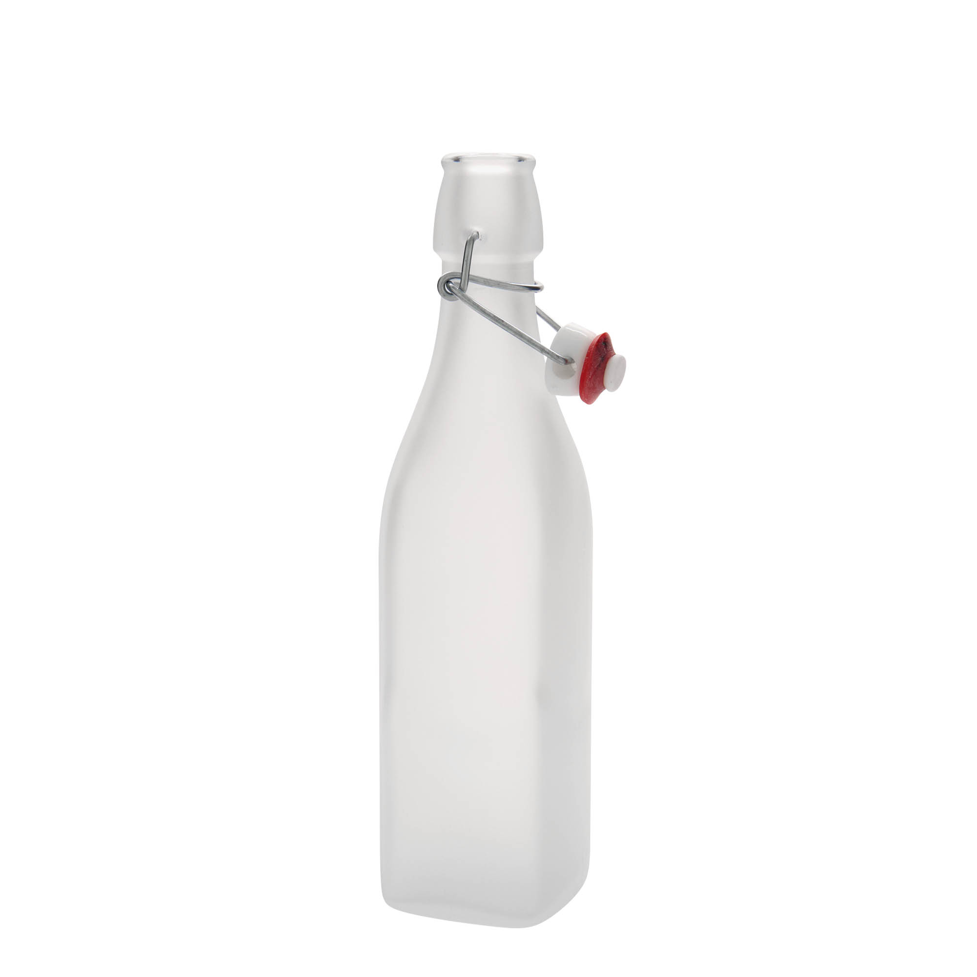 500 ml Cam Şişe 'Swing, kare, beyaz, Ağız: Mandallı kapak