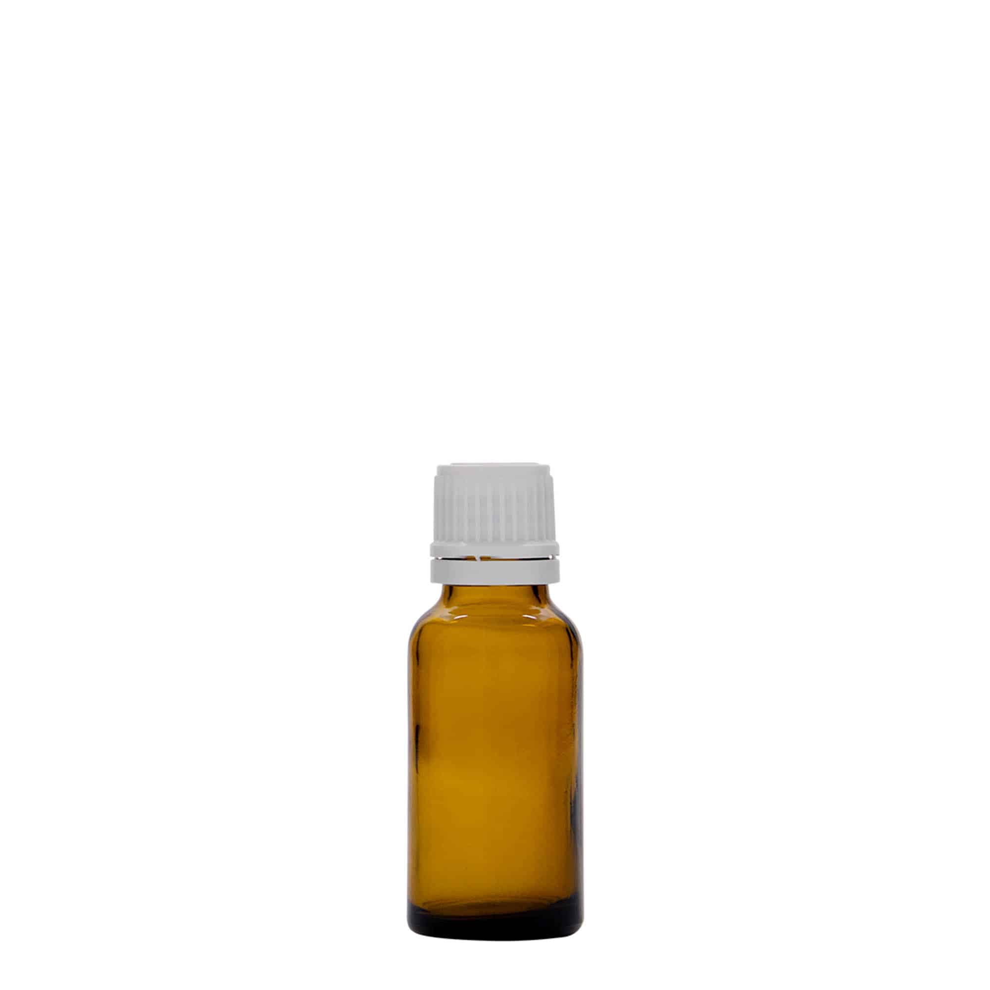 20 ml tıbbi şişe, kahverengi cam, ağız çapı: DIN 18