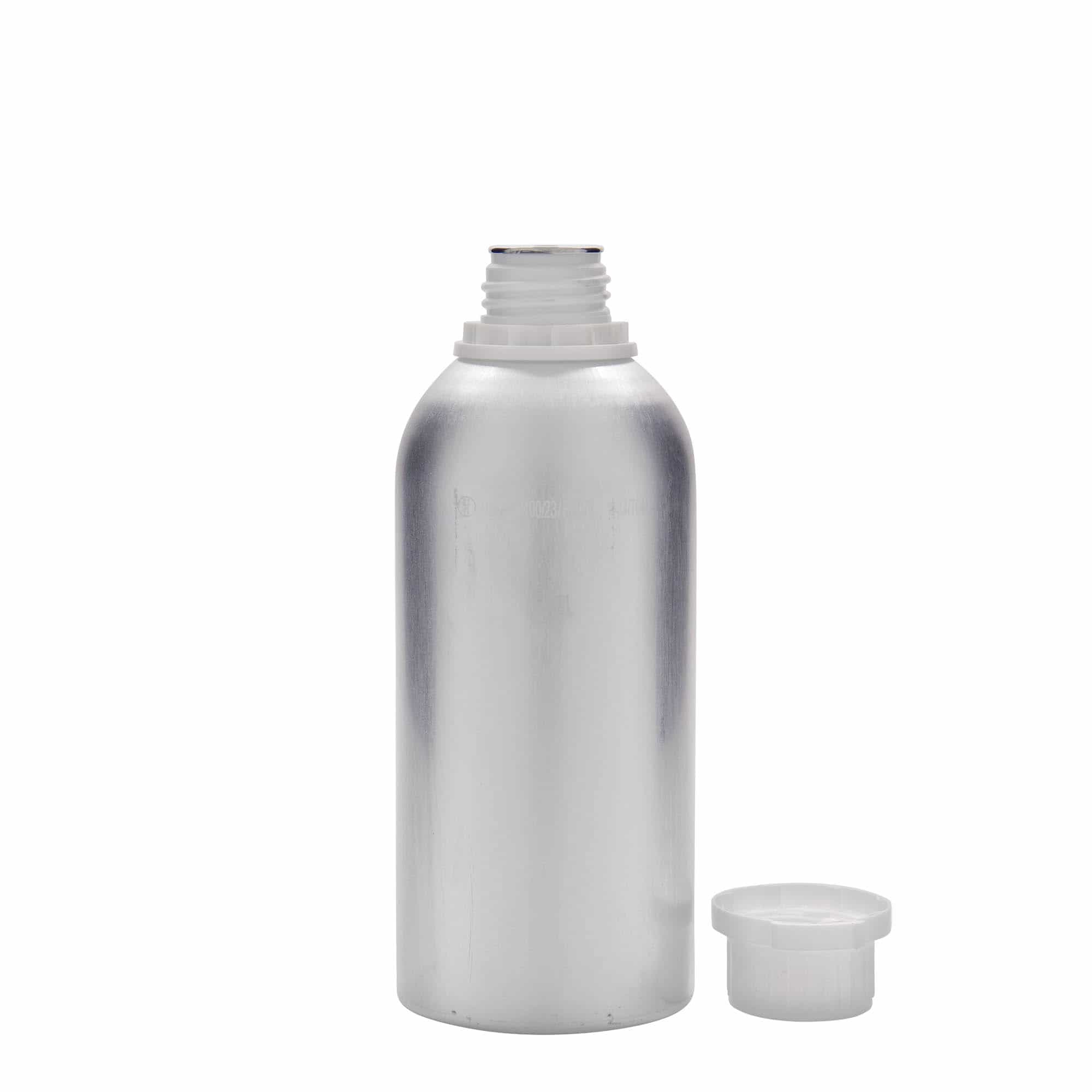 625 ml Alüminyum şişe, metal, gümüş, ağız: DIN 32
