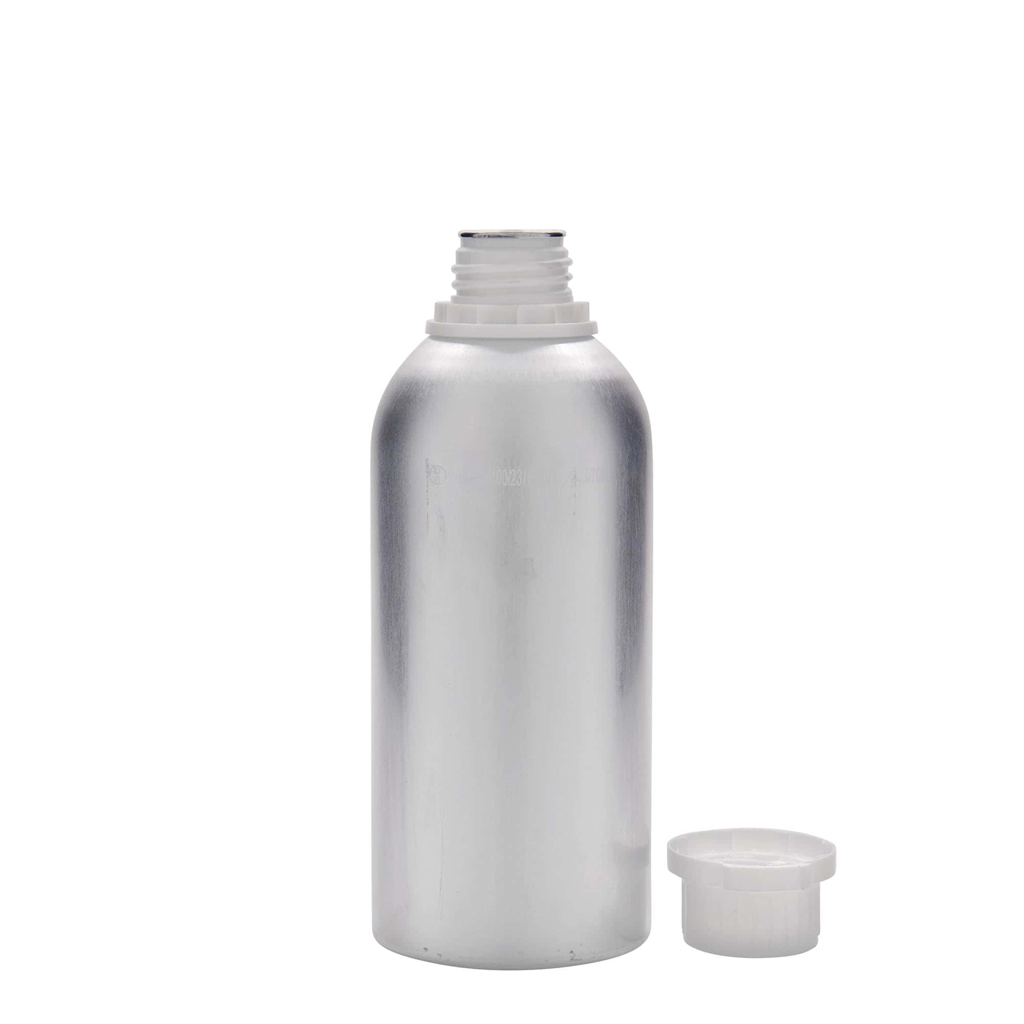 625 ml Alüminyum şişe, metal, gümüş, ağız: DIN 32