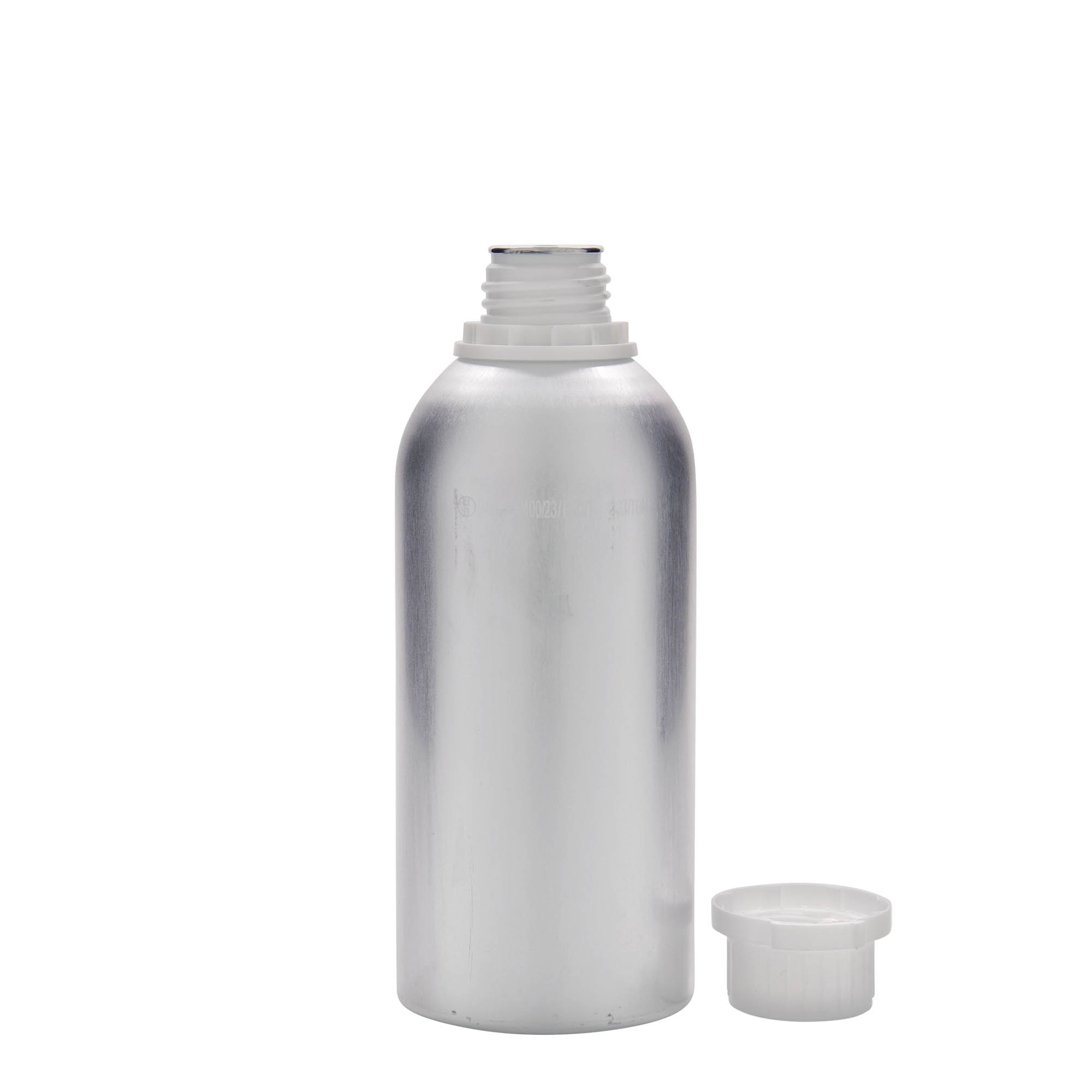 625 ml Alüminyum şişe, metal, gümüş, ağız: DIN 32