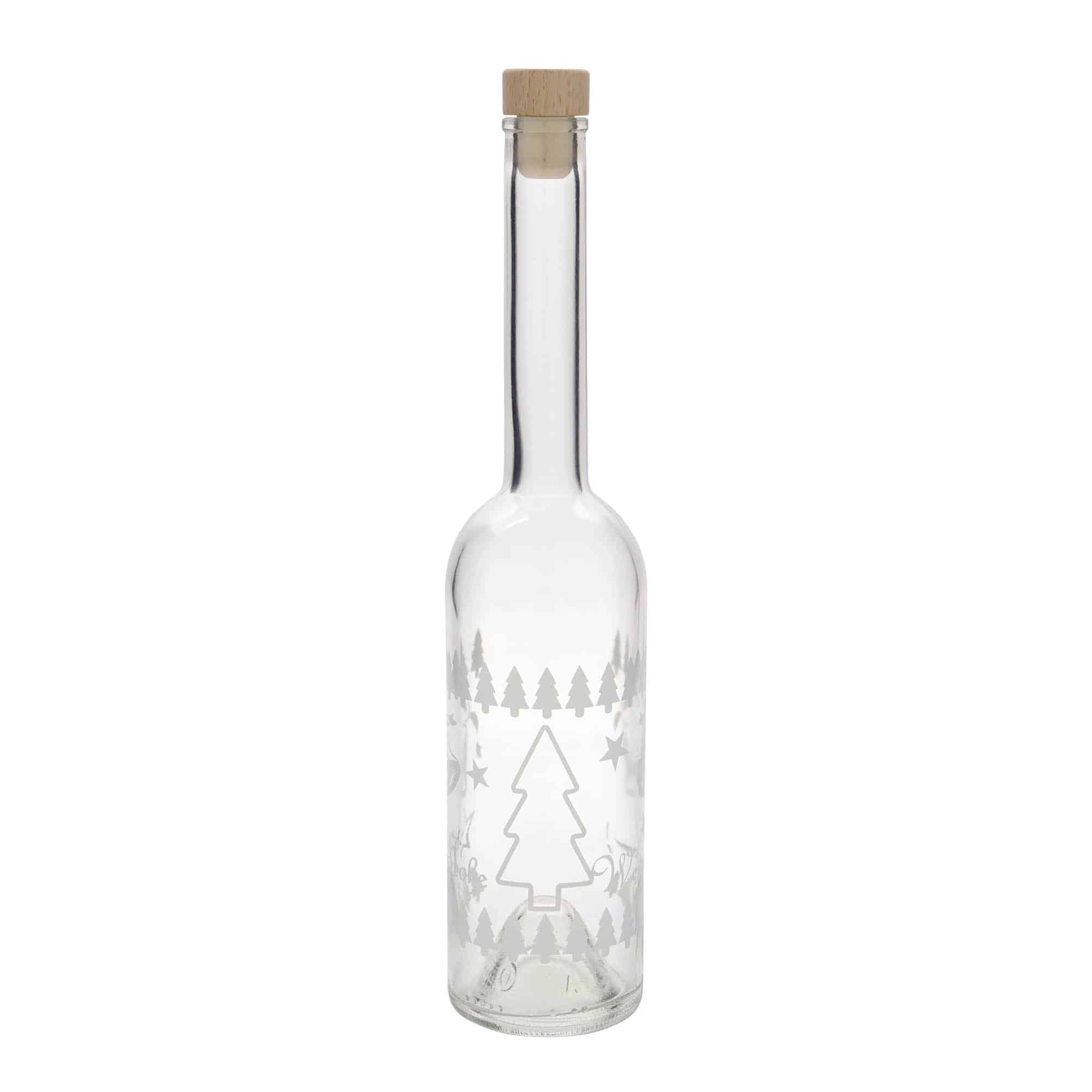 500 ml Cam şişe 'Opera', Motif: Klasik Noel, Ağız: Mantar