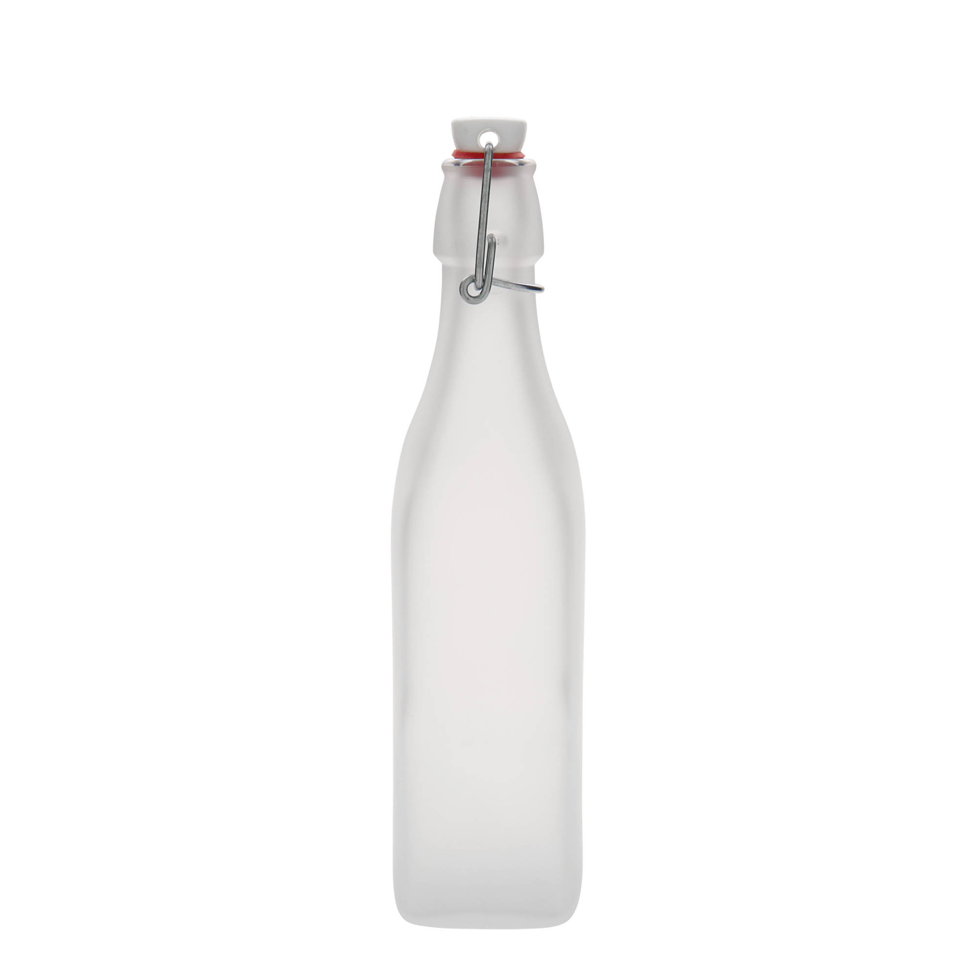 500 ml Cam Şişe 'Swing, kare, beyaz, Ağız: Mandallı kapak 500 ml Cam Şişe 'Swing, kare, beyaz, Ağız: Mandallı kapak