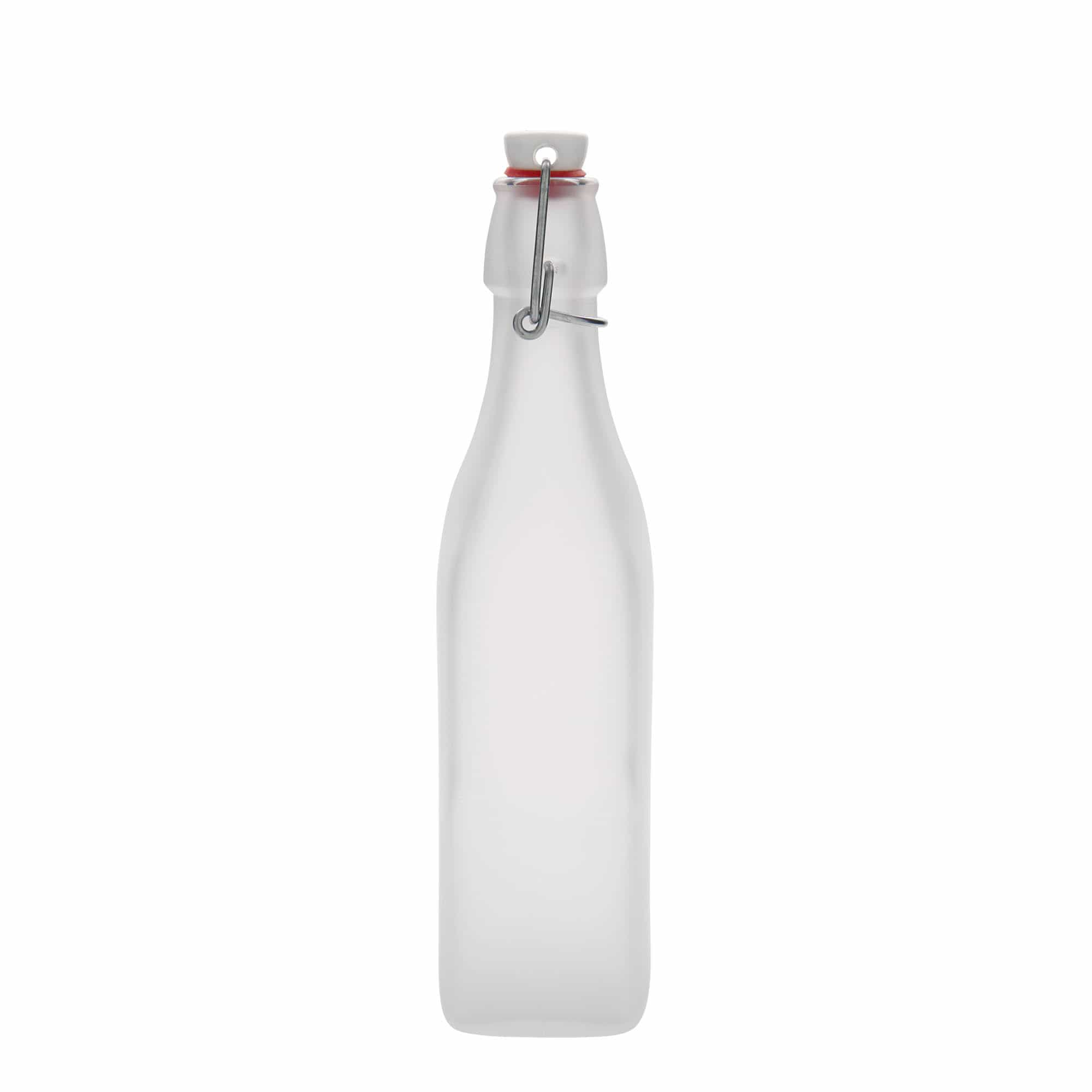 500 ml Cam Şişe 'Swing, kare, beyaz, Ağız: Mandallı kapak