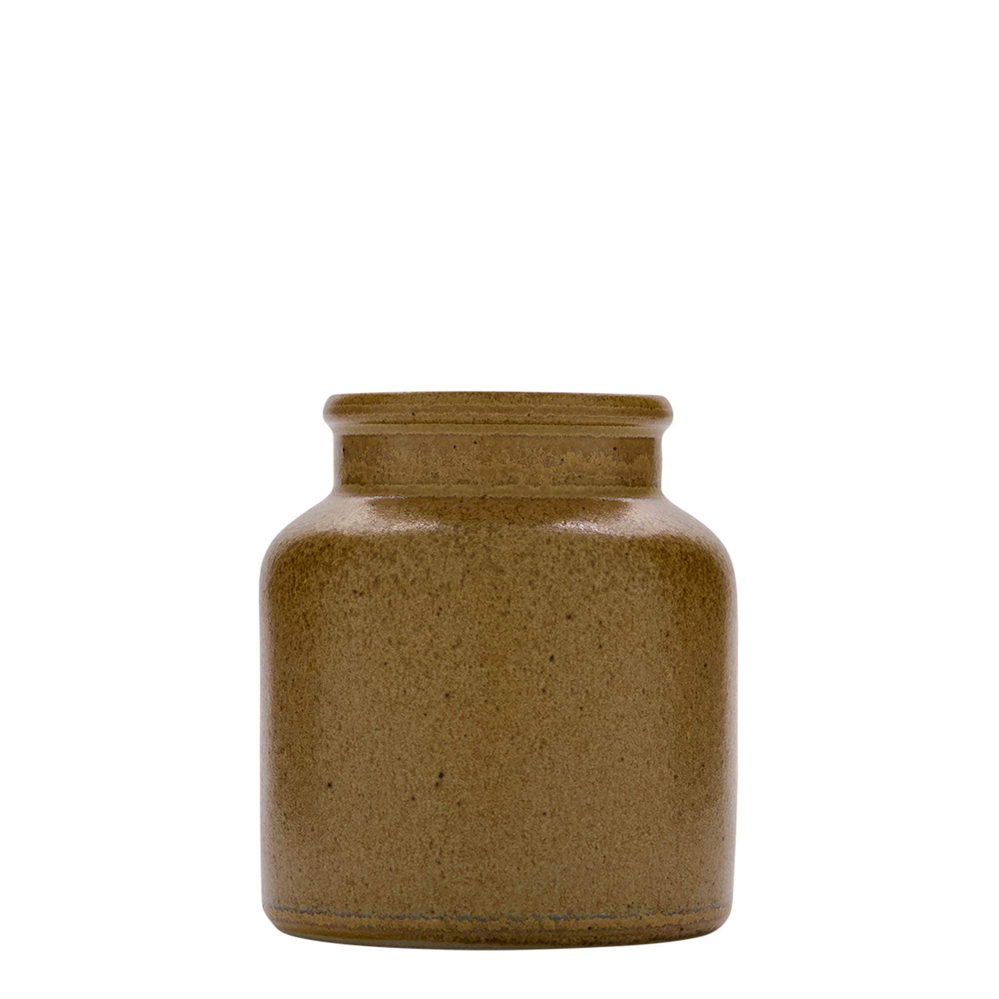 270 ml taş toprak kabı, seramik, kahverengi-kristal, ağız: kapaklı