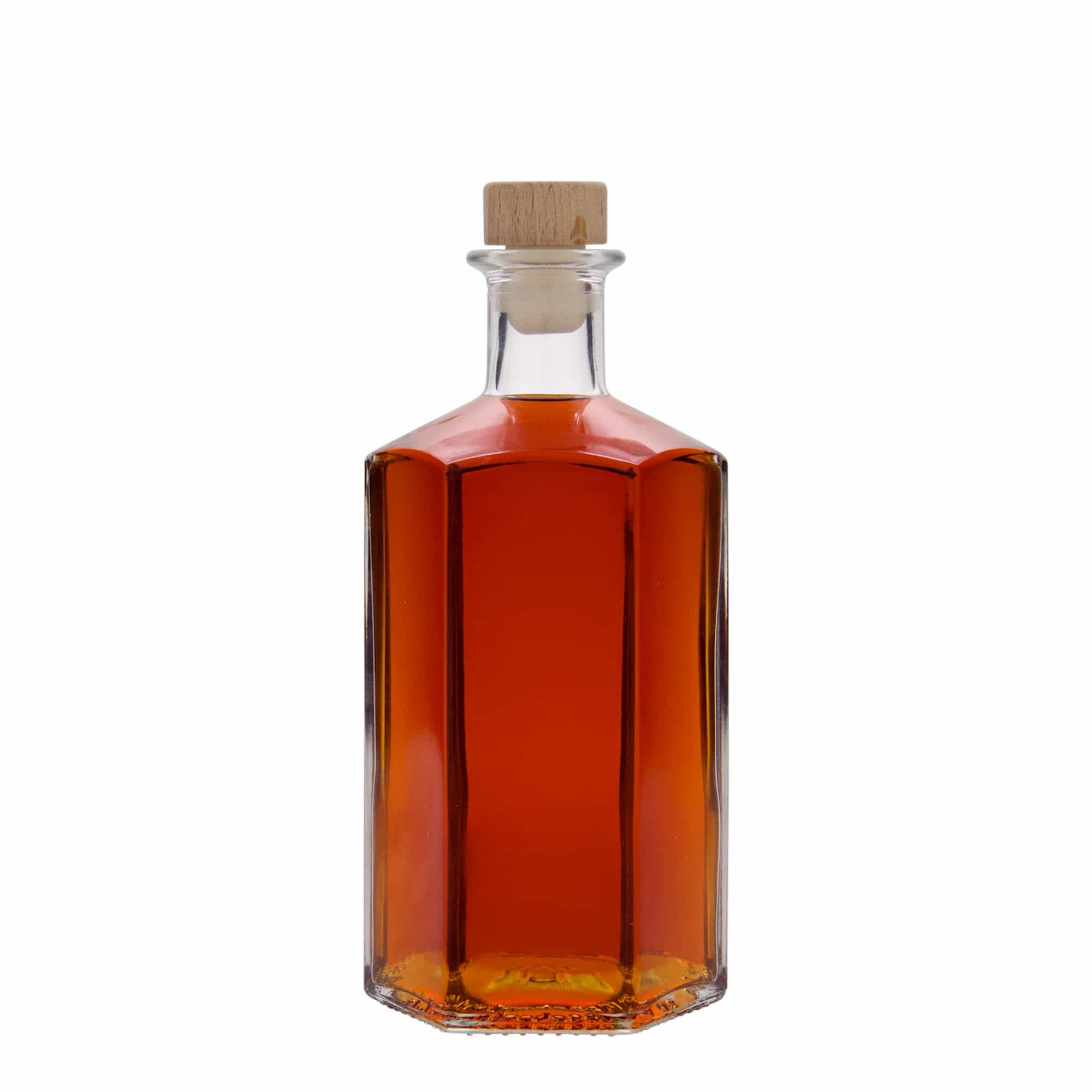 500 ml Cam Şişe Eczacı 'Jimmy', altıgen, Ağız: Tıpa