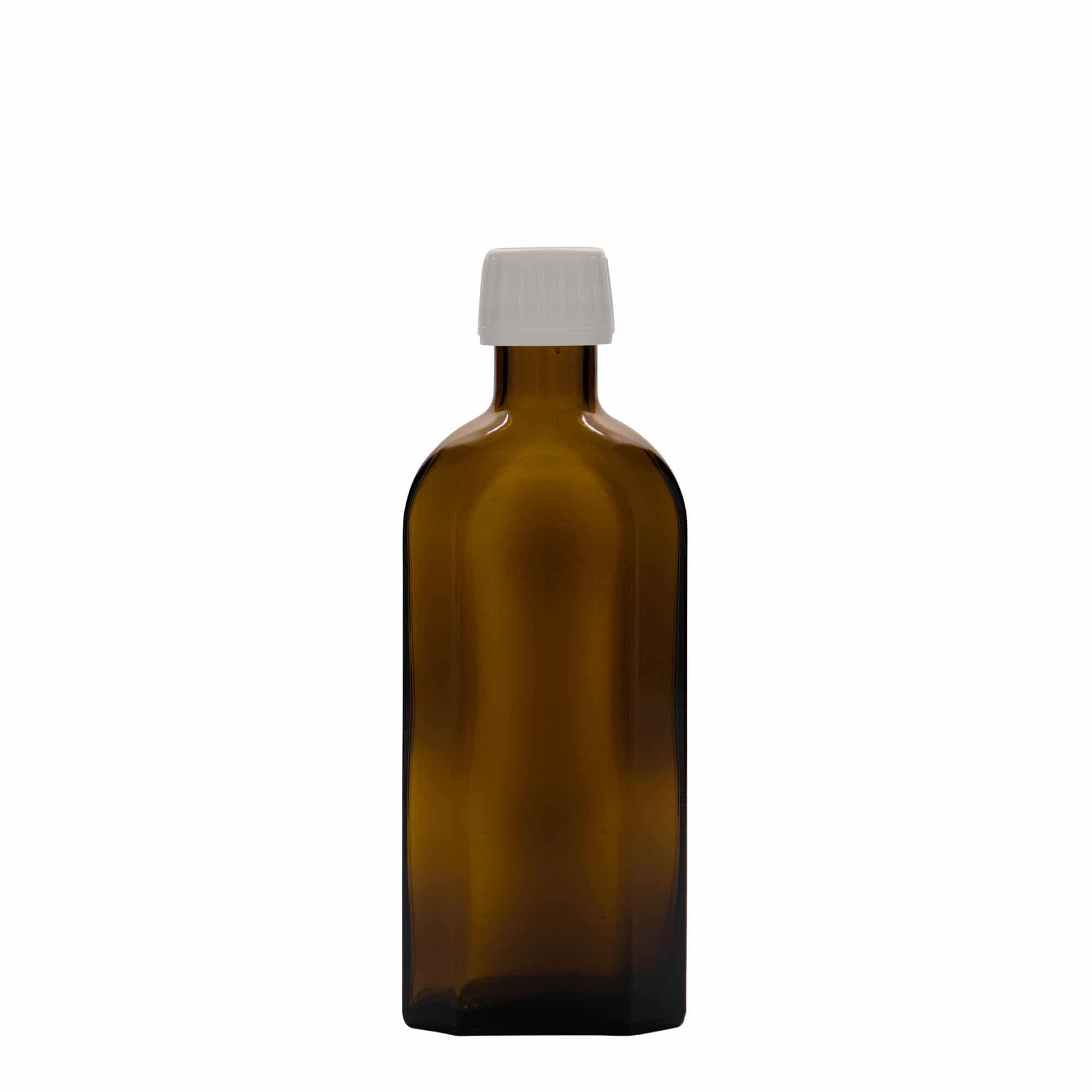 250 ml İlaç Şişesi Meplat, oval, cam, kahverengi, ağız: PP 28