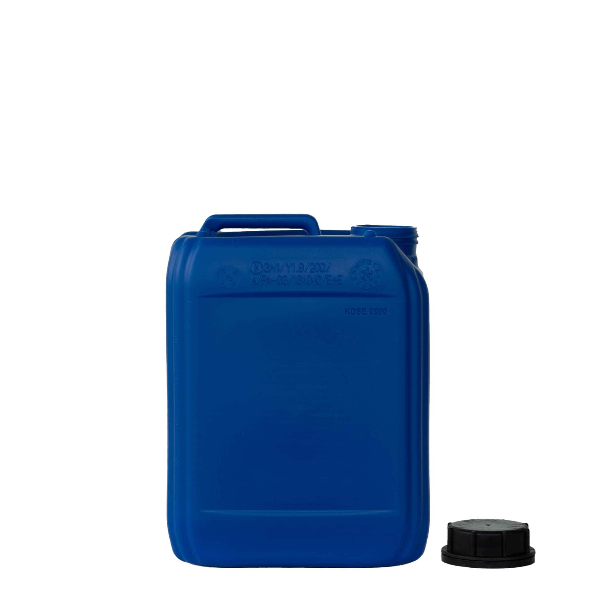 5 l Kanister, dikdörtgen, HDPE plastik, mavi, ağız: ND 55