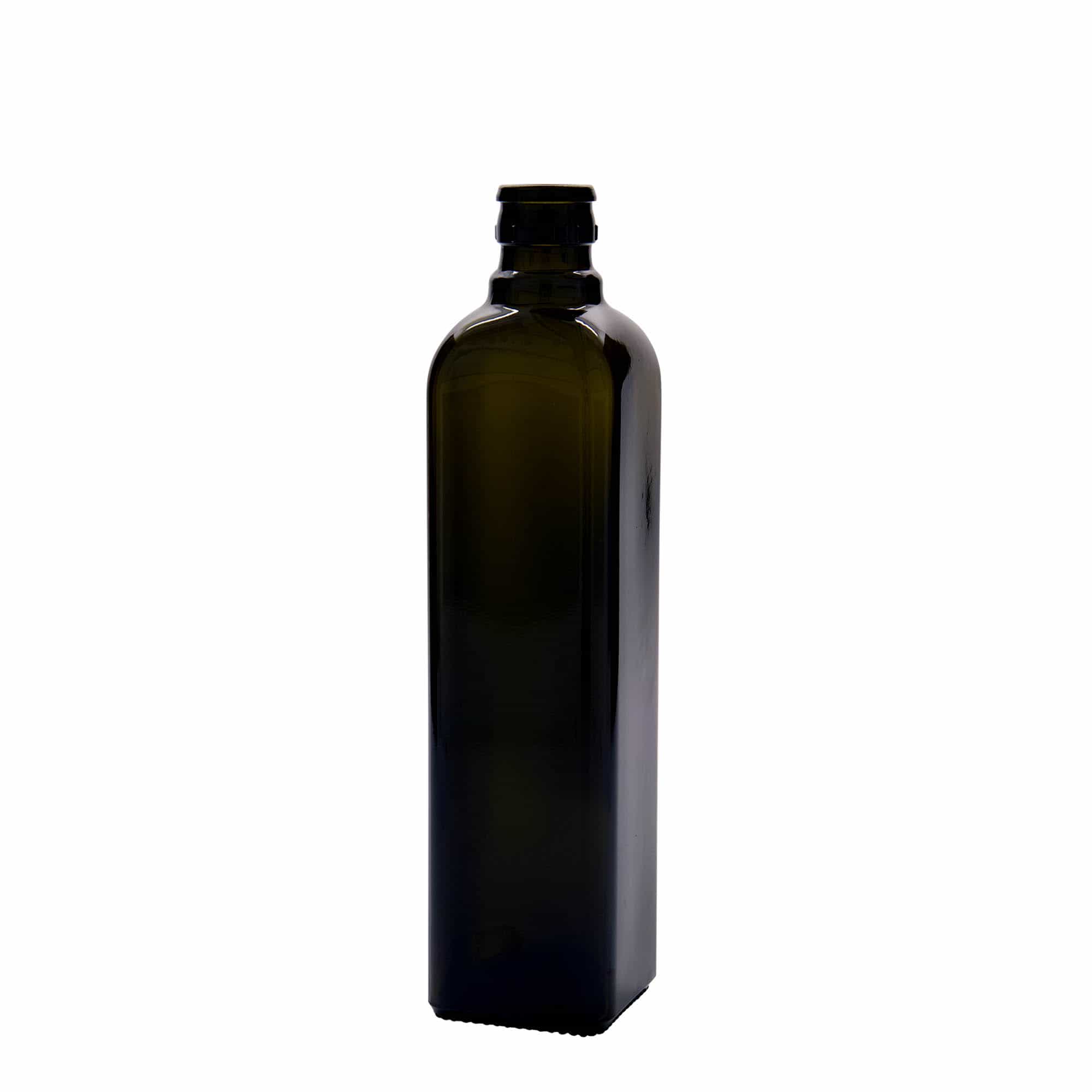 500 ml Sirke-/Yağ Şişesi 'Quadra', Cam, kare, antik yeşil, Ağız: DOP