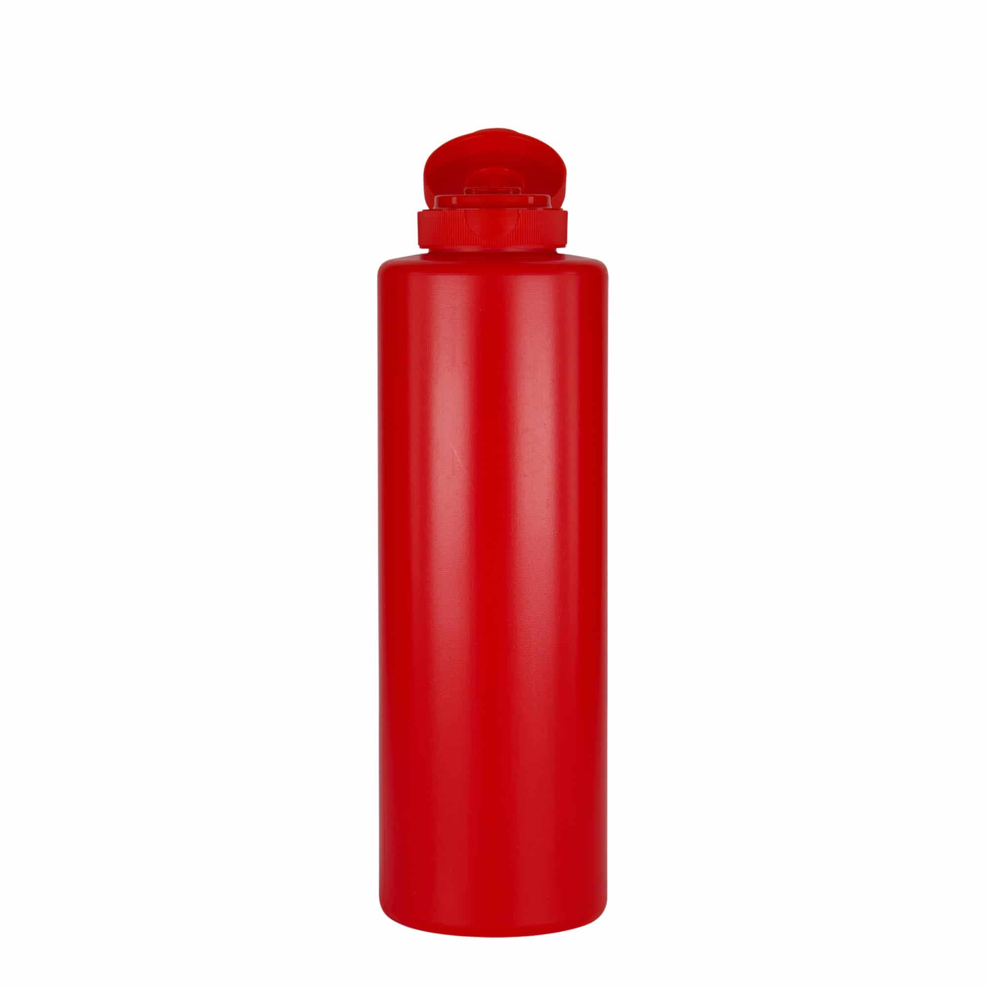 500 ml Sos şişesi, LDPE plastik, kırmızı, ağız: 38/400