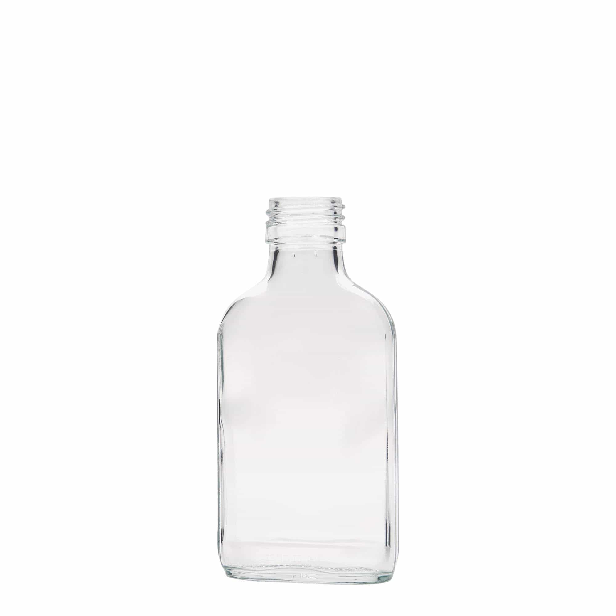 100 ml el şişesi, dikdörtgen, cam, ağız: PP 28