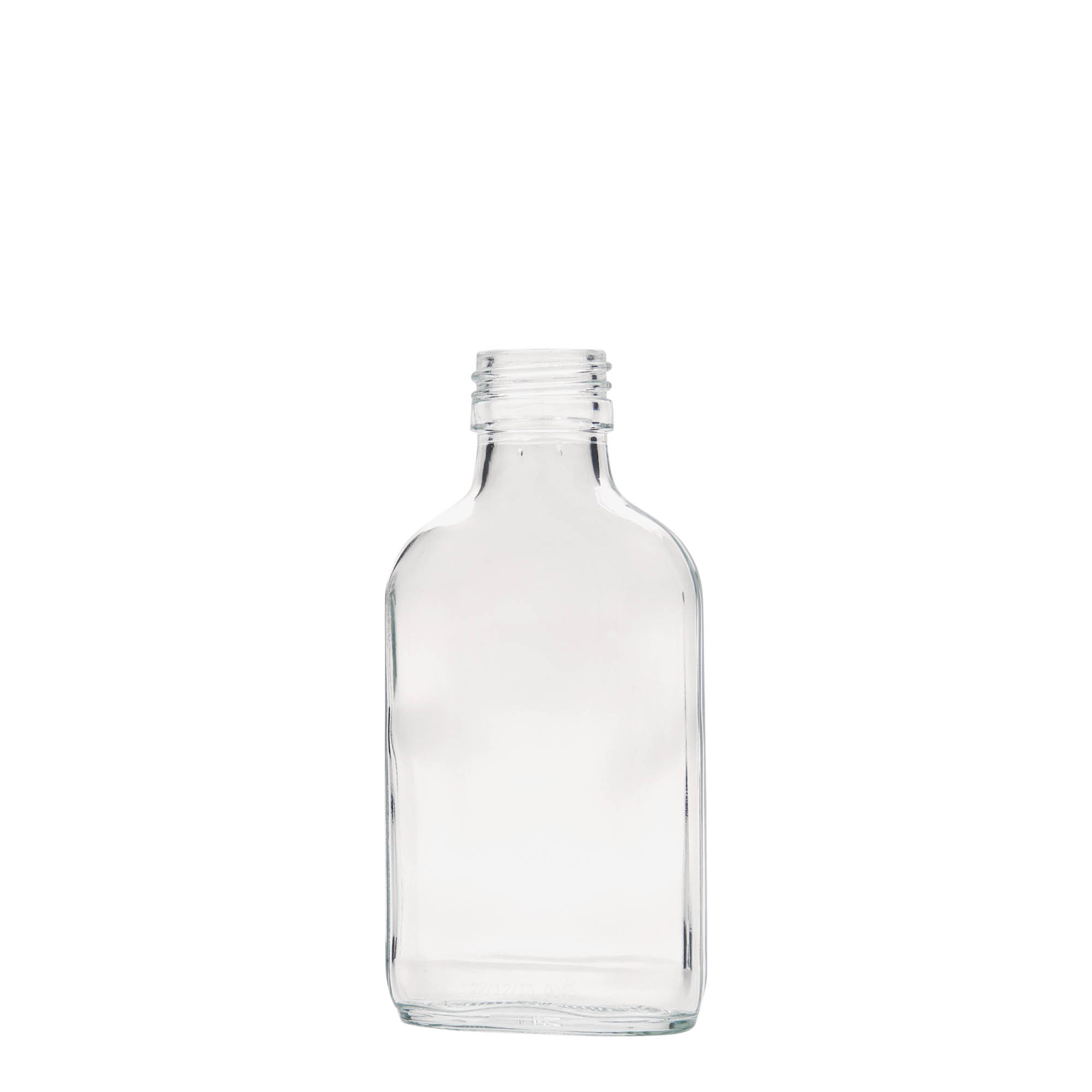 100 ml el şişesi, dikdörtgen, cam, ağız: PP 28