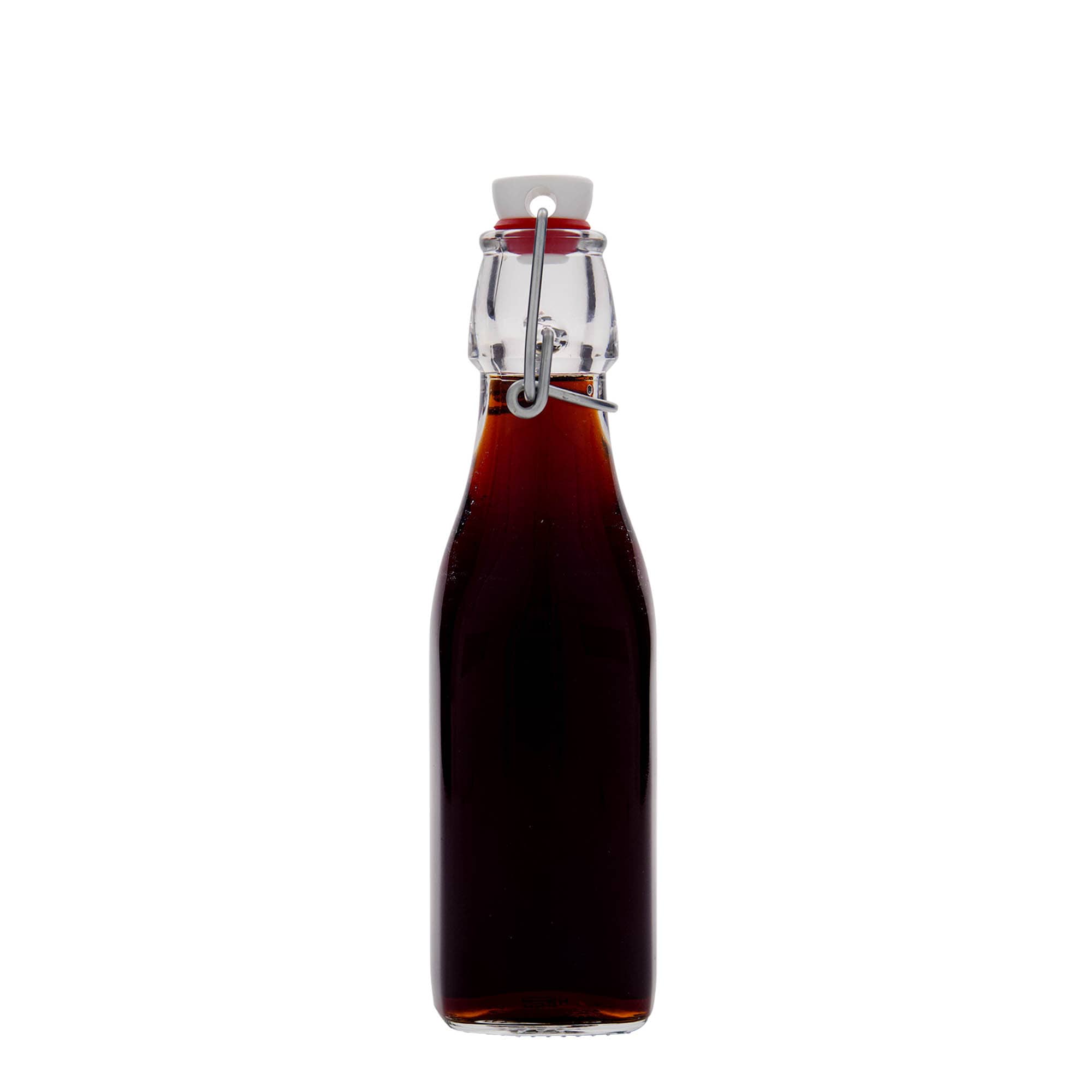 250 ml cam şişe 'Swing, kare, ağız: mandallı kapak'