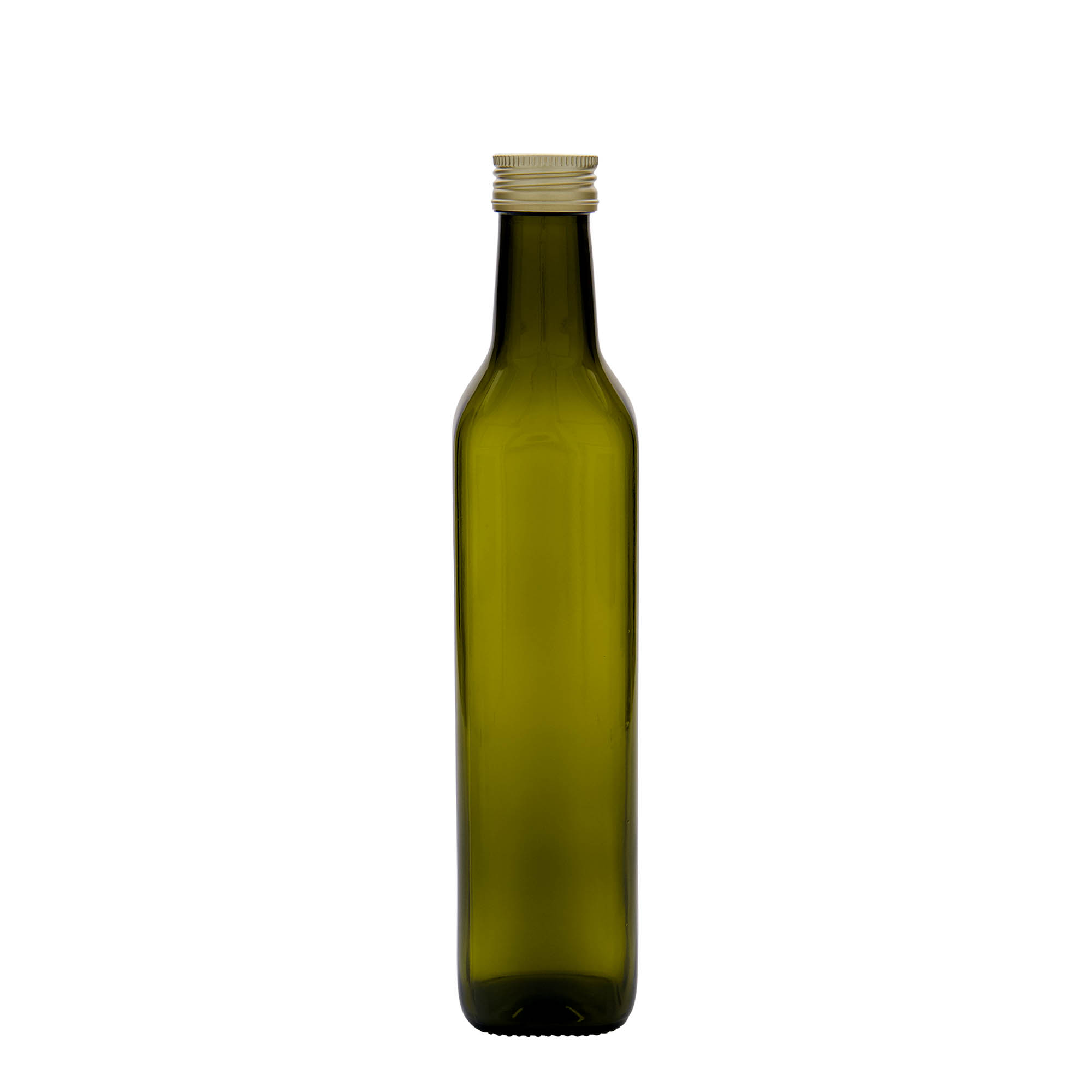 500 ml Cam Şişe 'Marasca', kare, antik yeşil, Ağız: PP 31,5