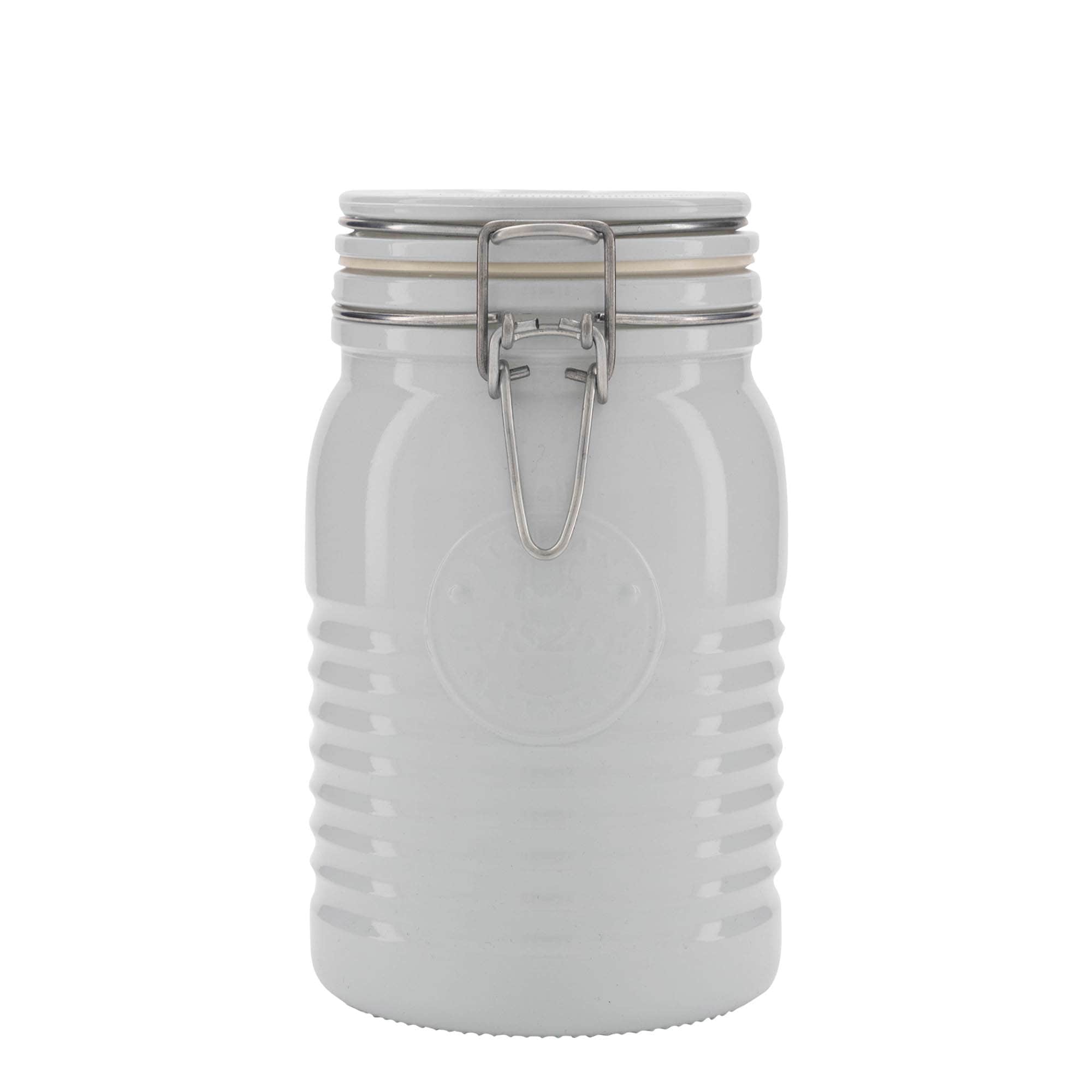 1.000 ml Tel Mandallı Kavanoz 'Officina 1825', beyaz, Ağız: Tel Mandallı Kapak