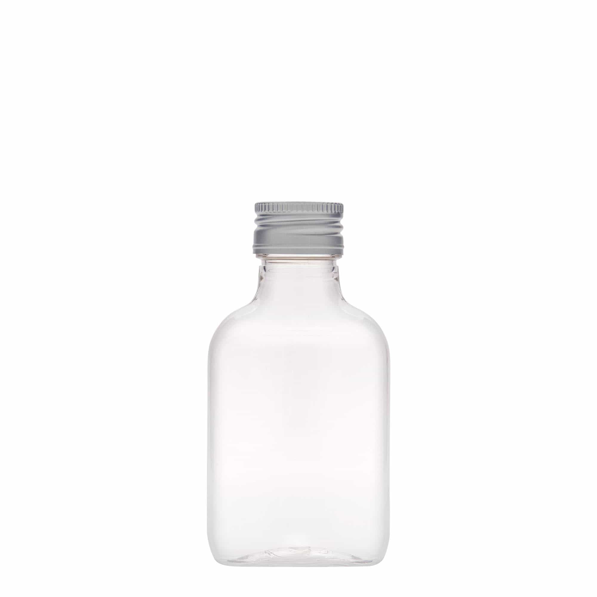 100 ml Cep şişesi, oval, PET plastik, Ağız: PP 28