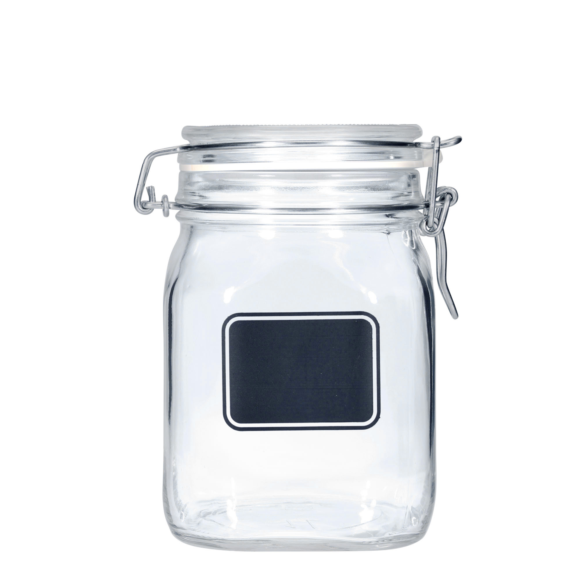 1.000 ml Tel Mandallı Kavanoz 'Fido', Motif: Etiket Alanı, kare, Ağız: Tel Mandallı Kapatma 1.000 ml Tel Mandallı Kavanoz 'Fido', Motif: Etiket Alanı, kare, Ağız: Tel Mandallı Kapatma