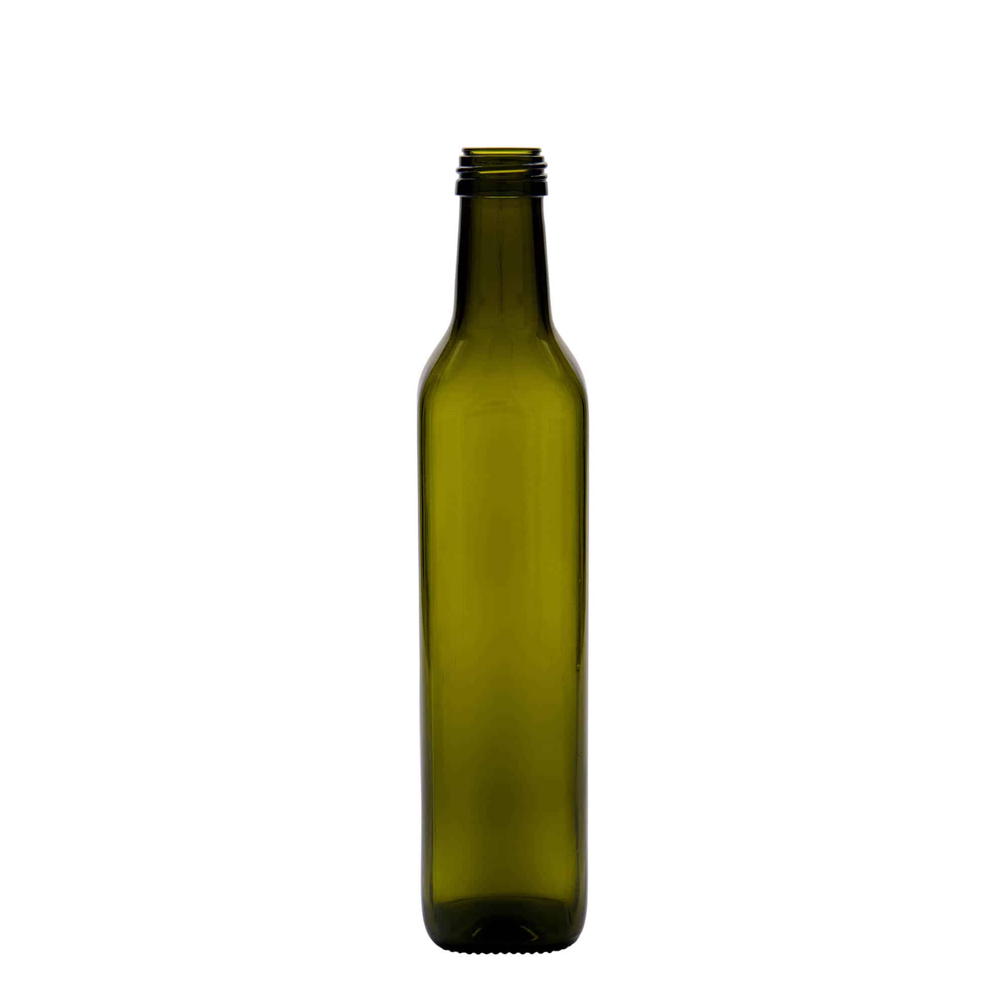 500 ml Cam Şişe 'Marasca', kare, antik yeşil, Ağız: PP 31,5 500 ml Cam Şişe 'Marasca', kare, antik yeşil, Ağız: PP 31,5