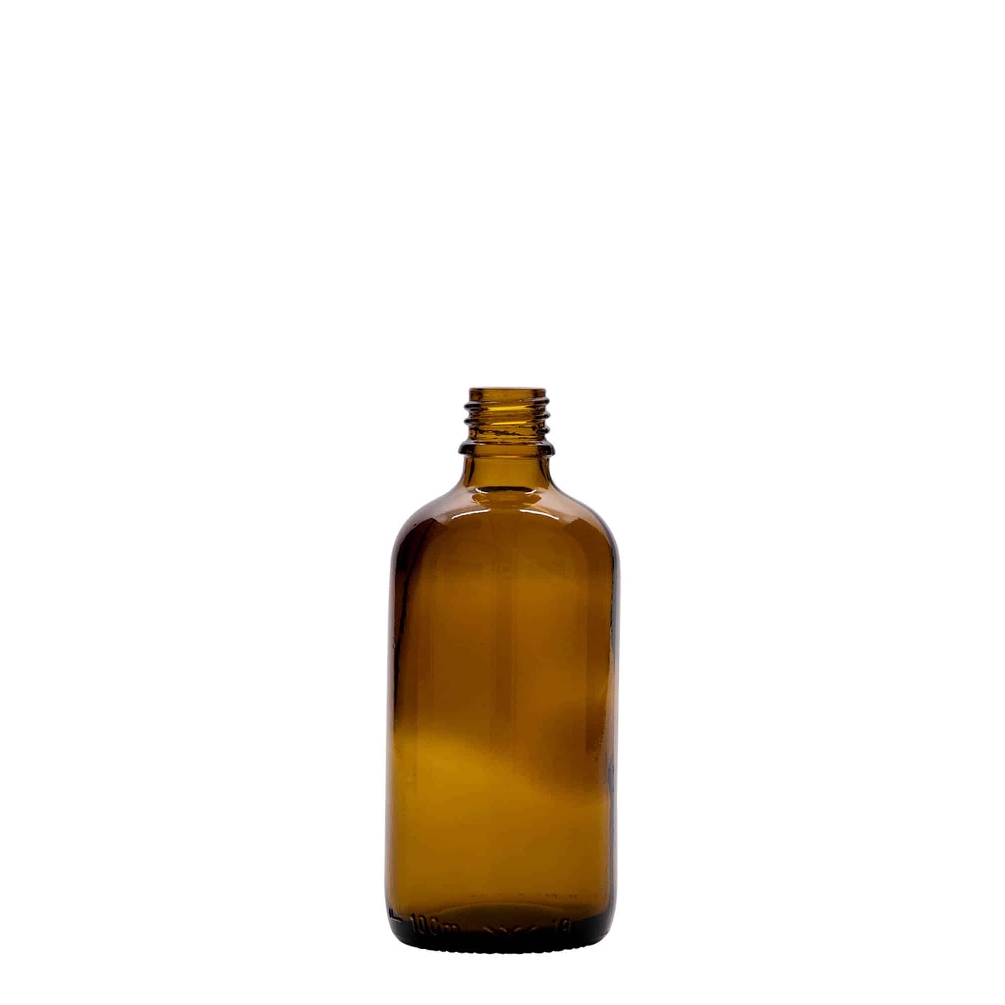 100 ml tıbbi şişe, cam, kahverengi, ağız: DIN 18 100 ml tıbbi şişe, cam, kahverengi, ağız: DIN 18