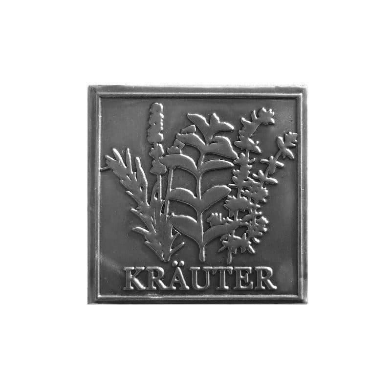 Kalay etiketi 'Otlar', kare, metal, gümüş