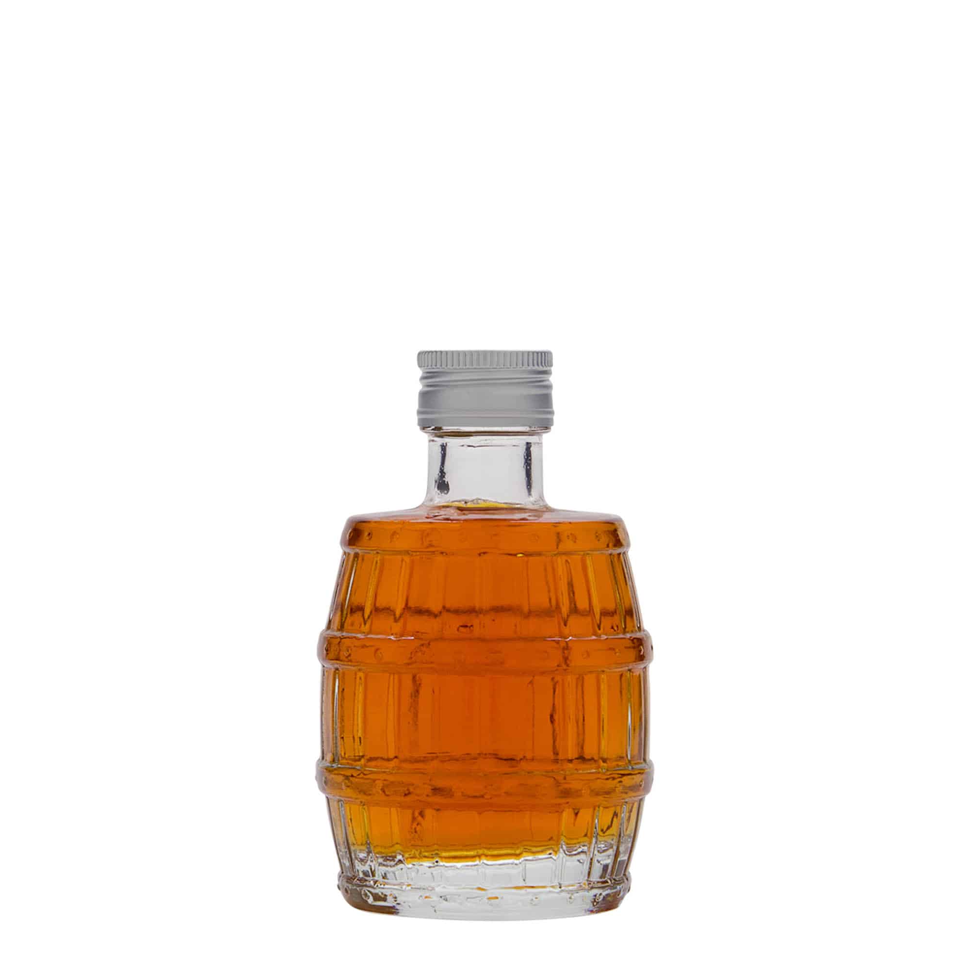 100 ml cam şişe 'Fıçı', ağız: PP 24