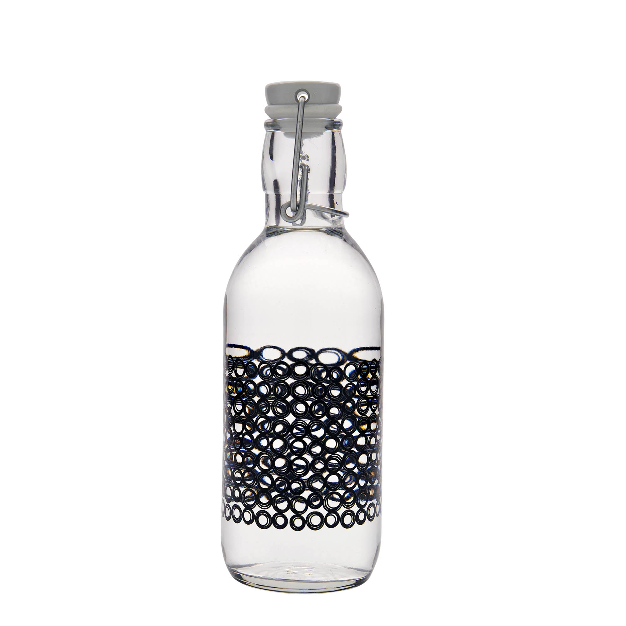 500 ml cam şişe 'Emilia', motif: Circola nero, ağız: mandallı kapak