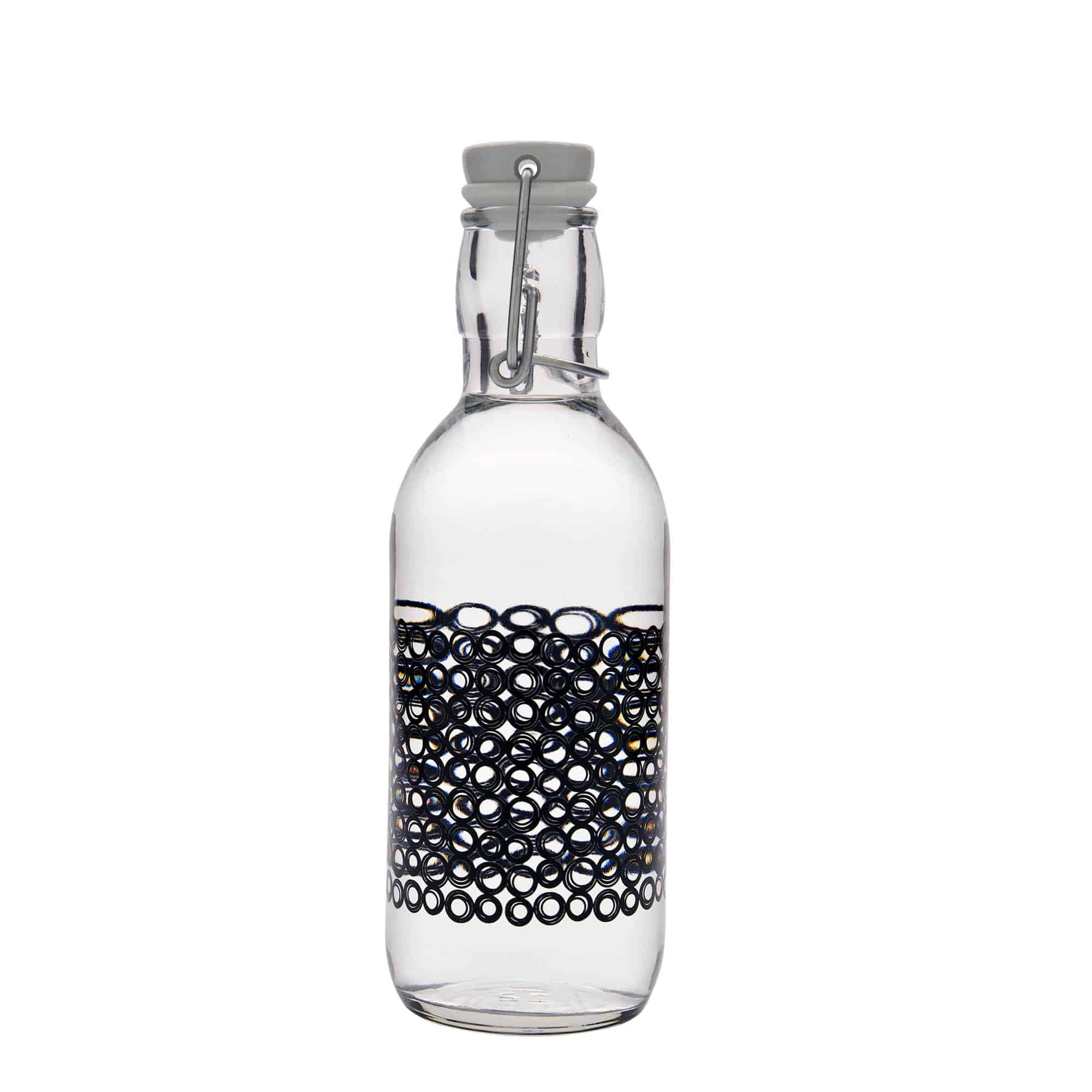 500 ml cam şişe 'Emilia', motif: Circola nero, ağız: mandallı kapak