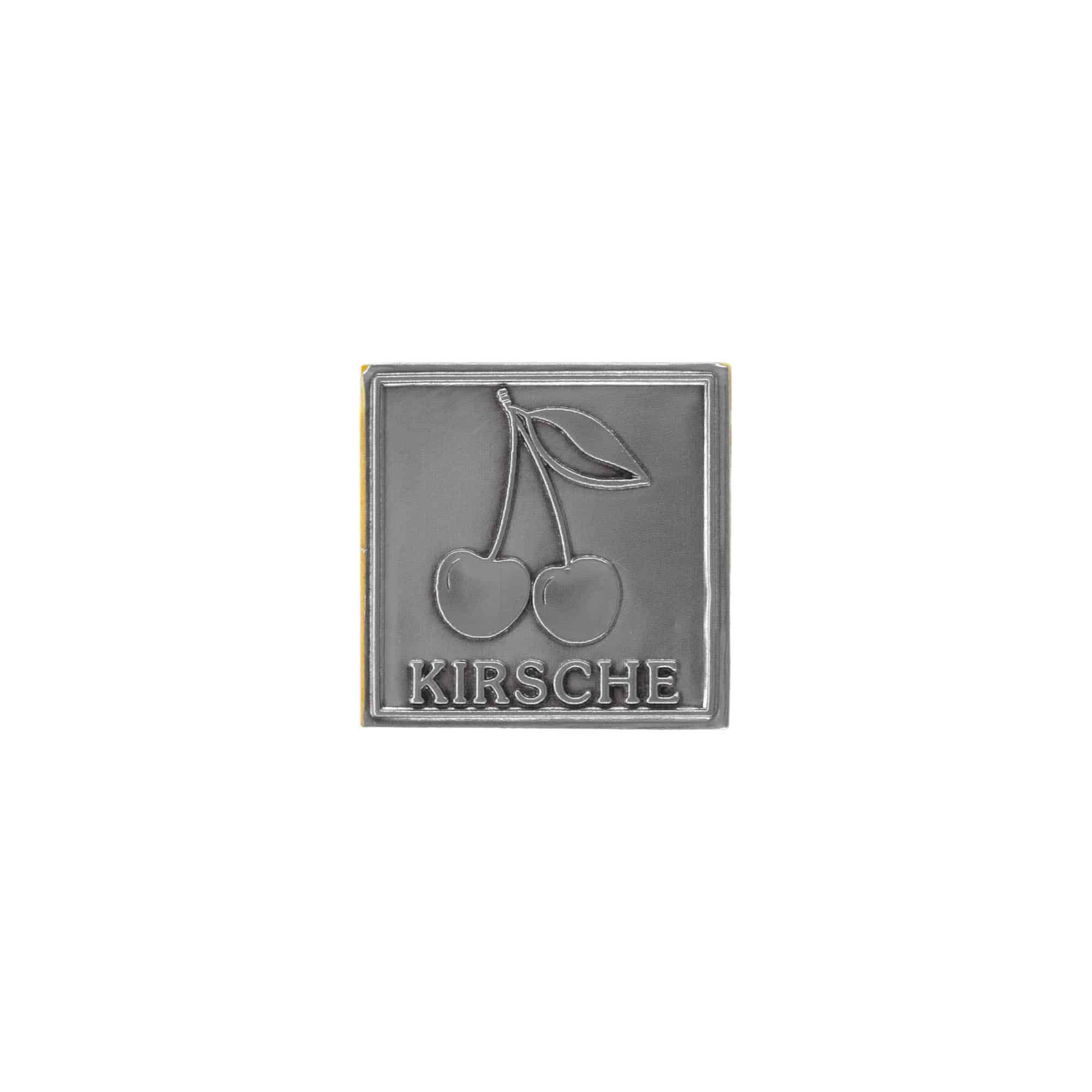 Teneke etiket 'Kiraz', kare, metal, gümüş renk Teneke etiket 'Kiraz', kare, metal, gümüş renk