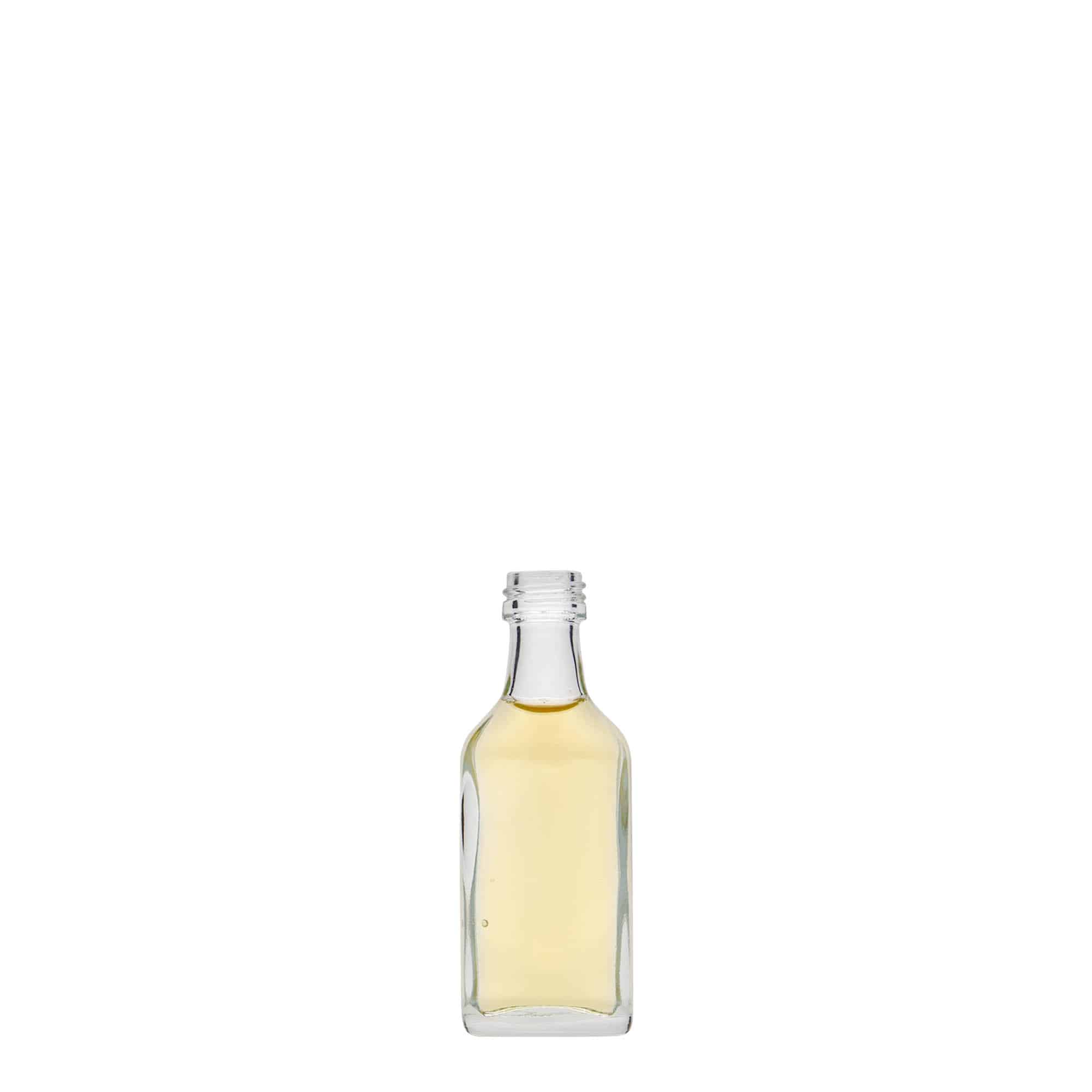 20 ml cep şişesi, dikdörtgen, cam, ağız: PP 18