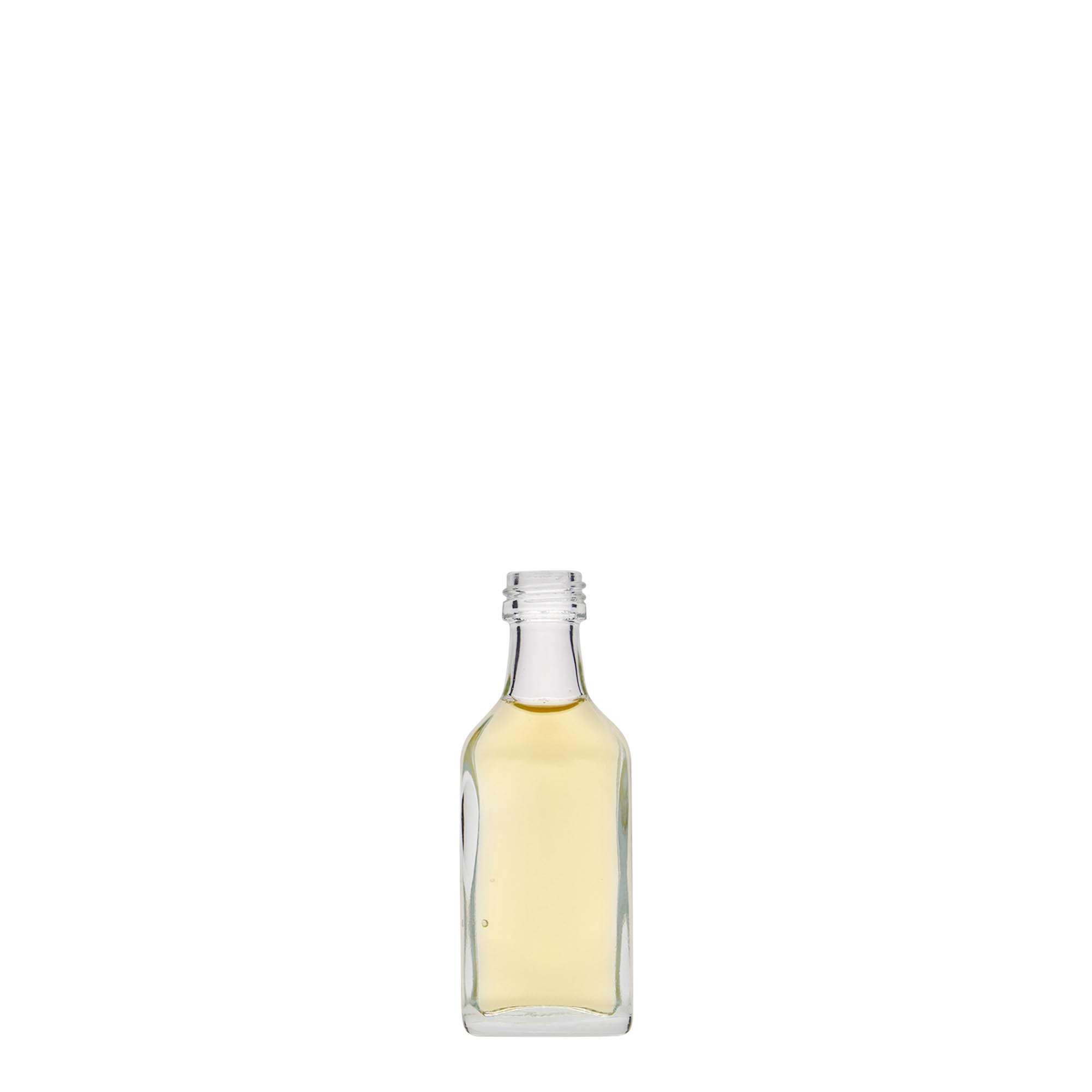 20 ml cep şişesi, dikdörtgen, cam, ağız: PP 18