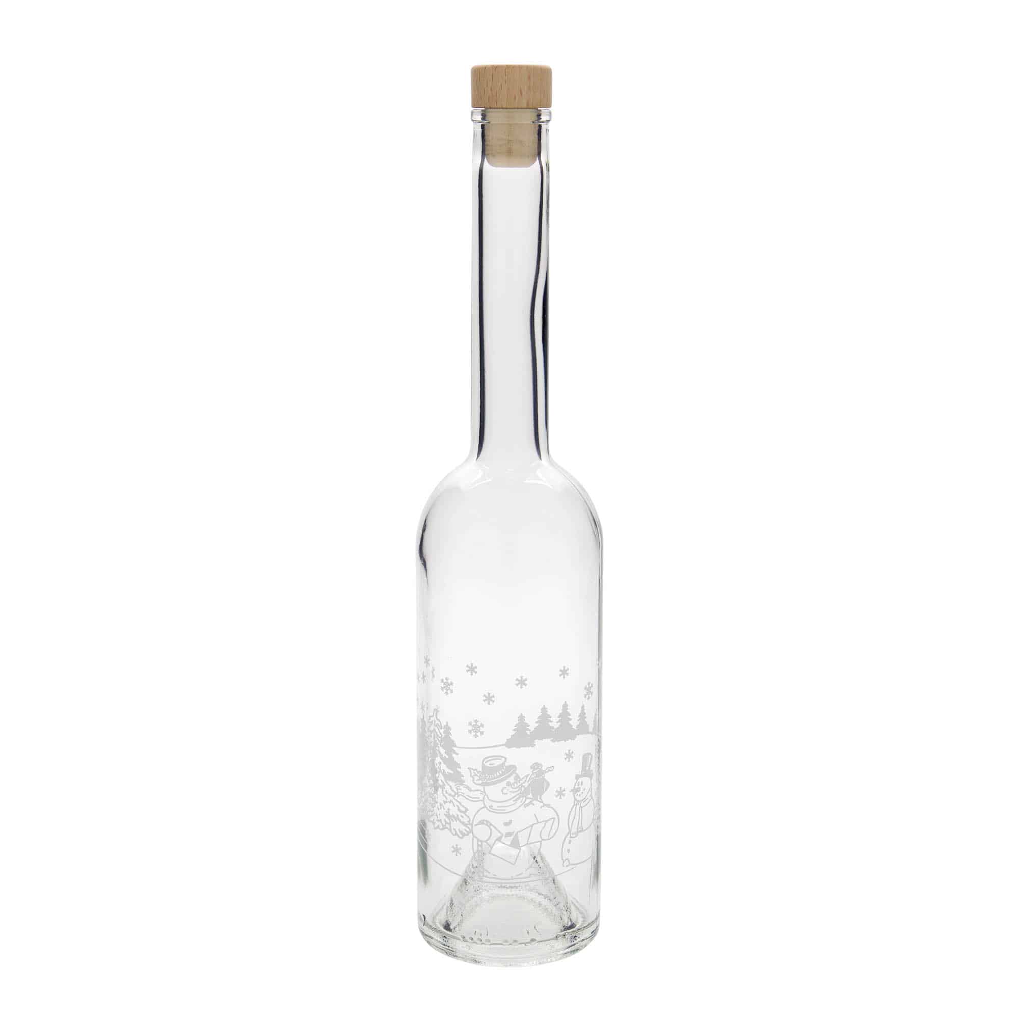 500 ml Cam Şişe 'Opera', Motif: Kardan Adam Şişesi, Ağız: Mantar