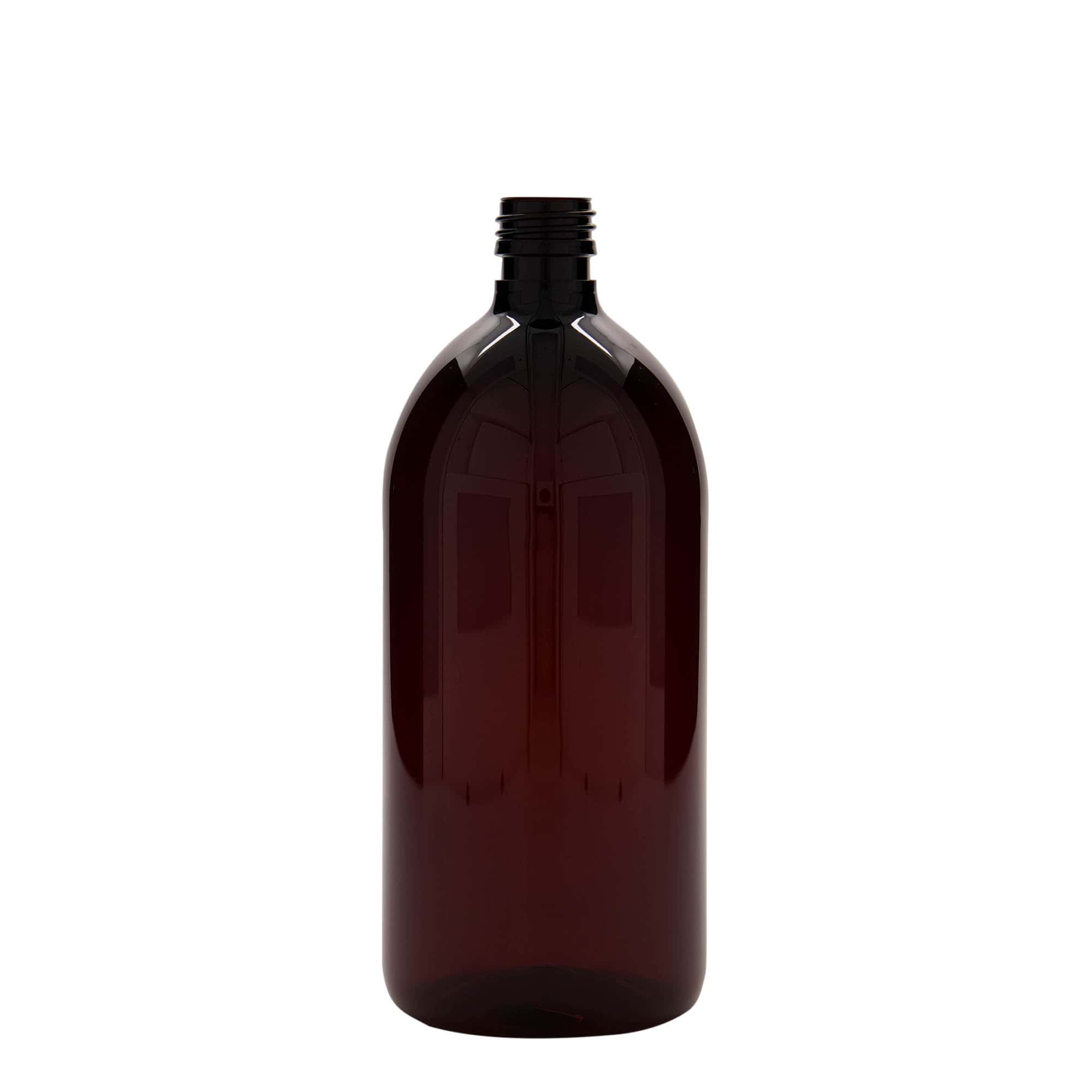 1.000 ml PET tıbbi şişe, kahverengi, plastik, ağız: PP 28 1.000 ml PET tıbbi şişe, kahverengi, plastik, ağız: PP 28