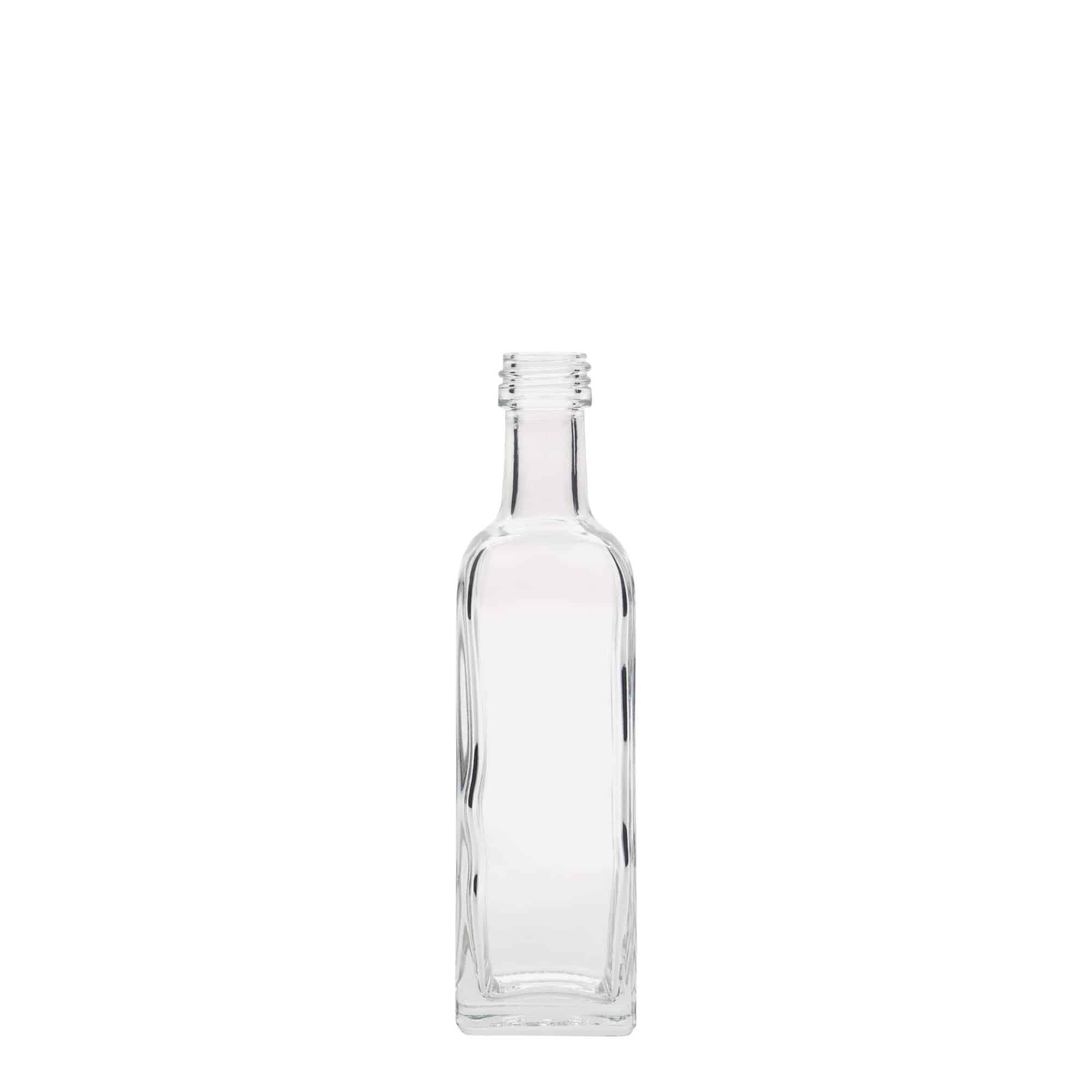 60 ml Cam şişe 'Marasca', kare, ağız: PP 18