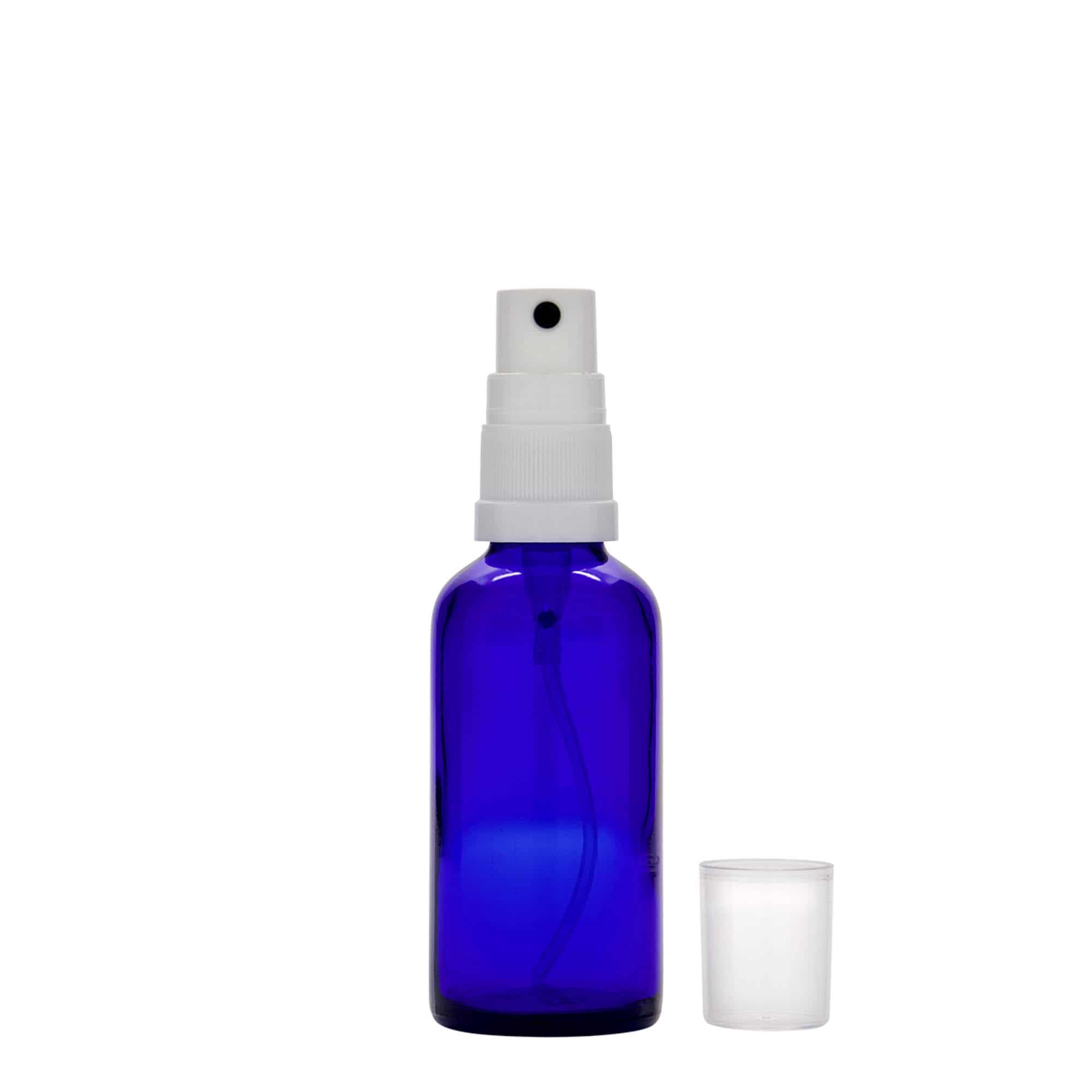 50 ml sprey şişesi tıbbi, cam, kraliyet mavisi, ağız çapı: DIN 18