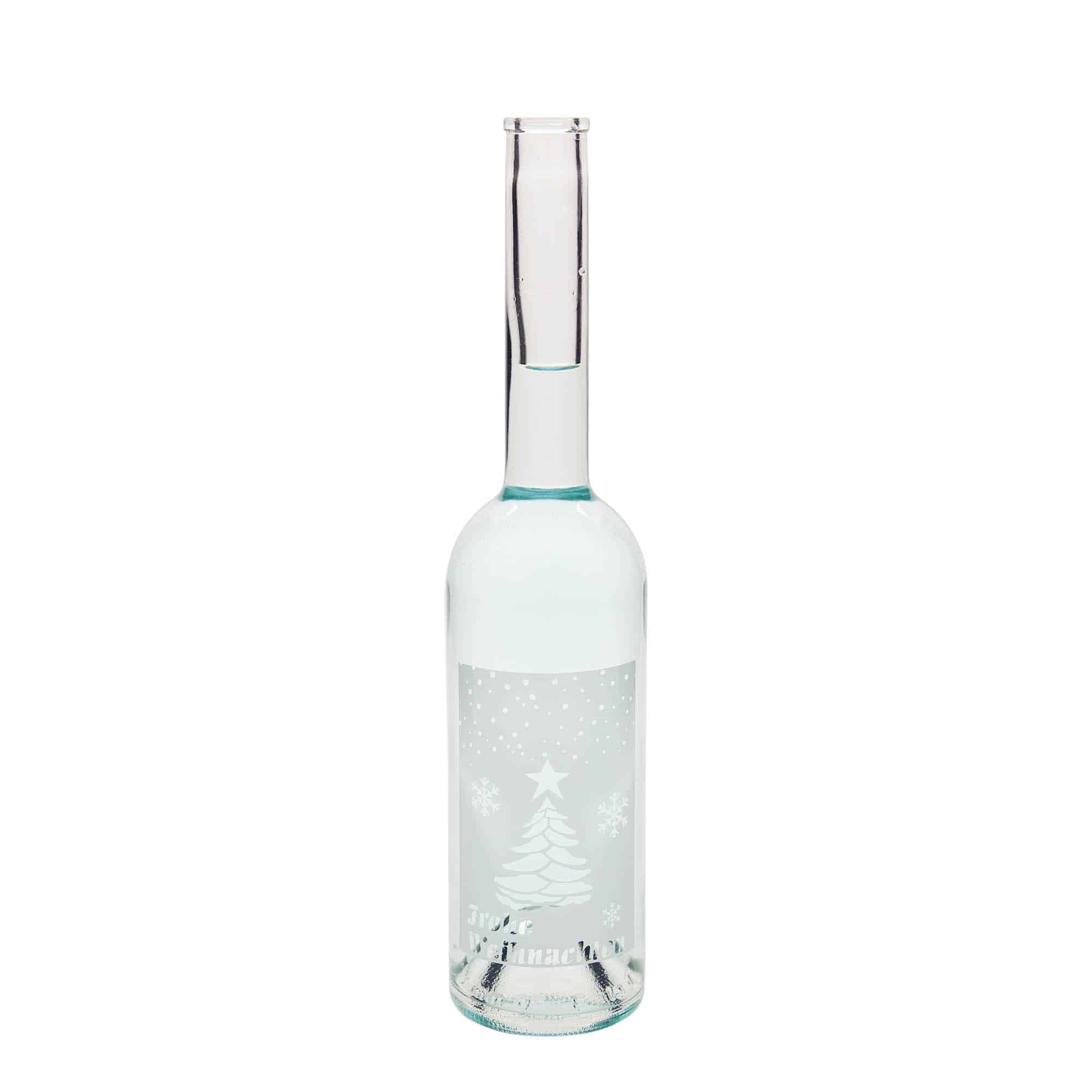 500 ml Cam şişe 'Opera', Motif: Beyaz Noel, Ağız: Mantar