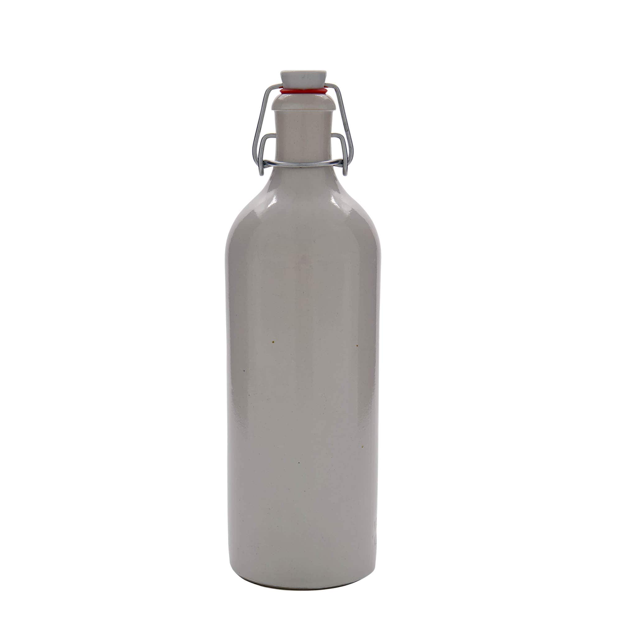 750 ml toprak testi, taş seramik, beyaz, ağız: mandallı kapak