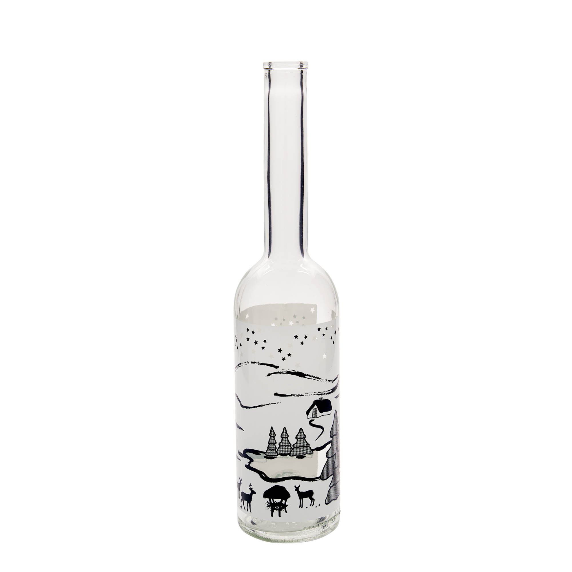 500 ml Cam Şişe 'Opera', Motif: Kış Rüyası-Bianco, Ağız: Mantar