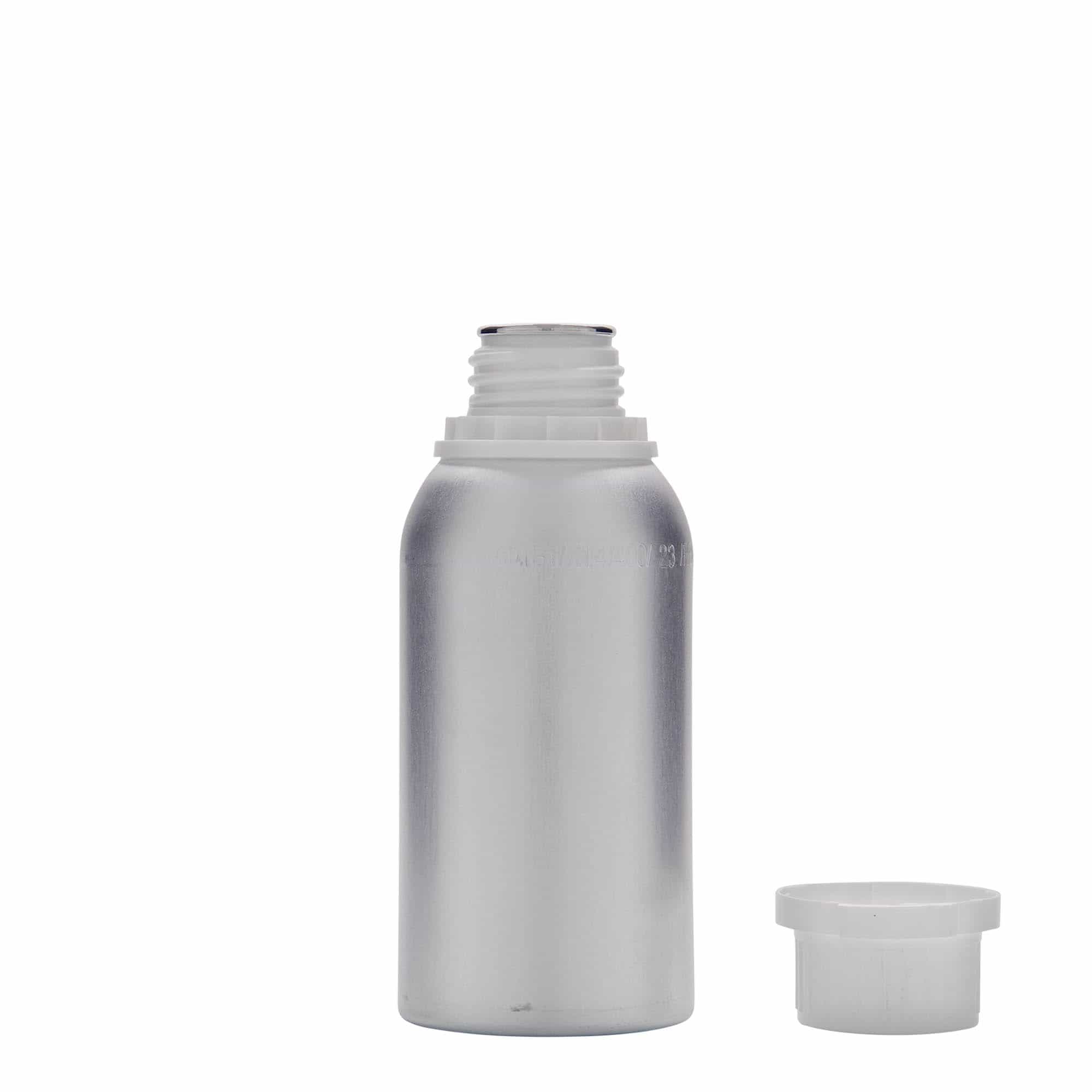 275 ml Alüminyum şişe, metal, gümüş, ağız: DIN 32