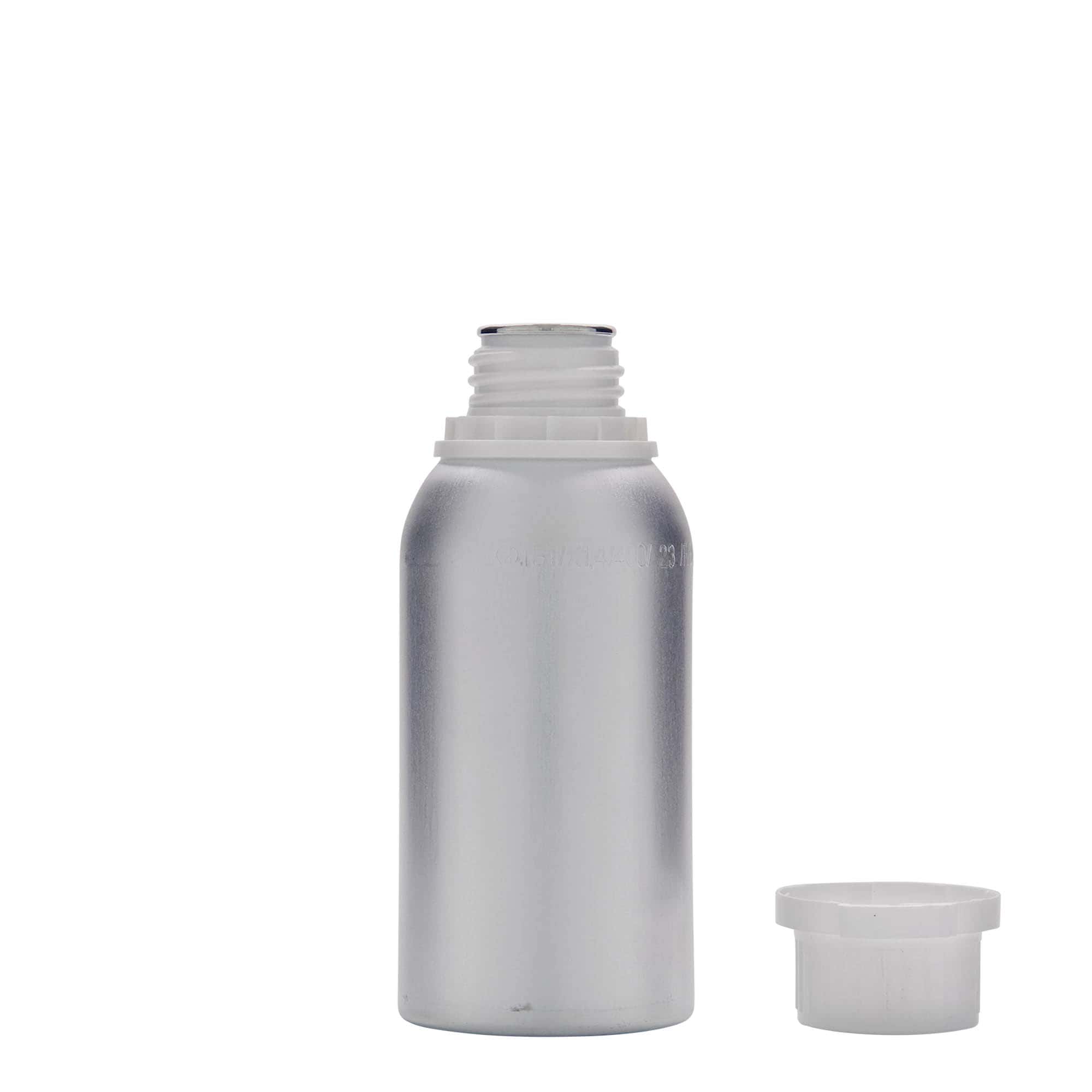 275 ml Alüminyum şişe, metal, gümüş, ağız: DIN 32