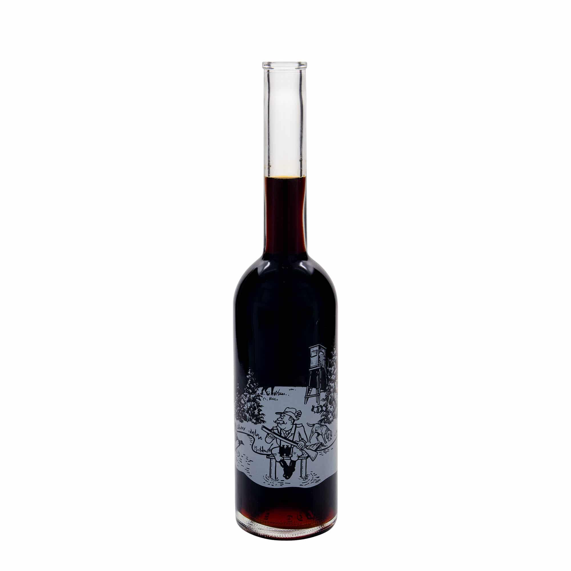 500 ml Cam şişe 'Opera', Motif: Avcı, Ağız: Mantar