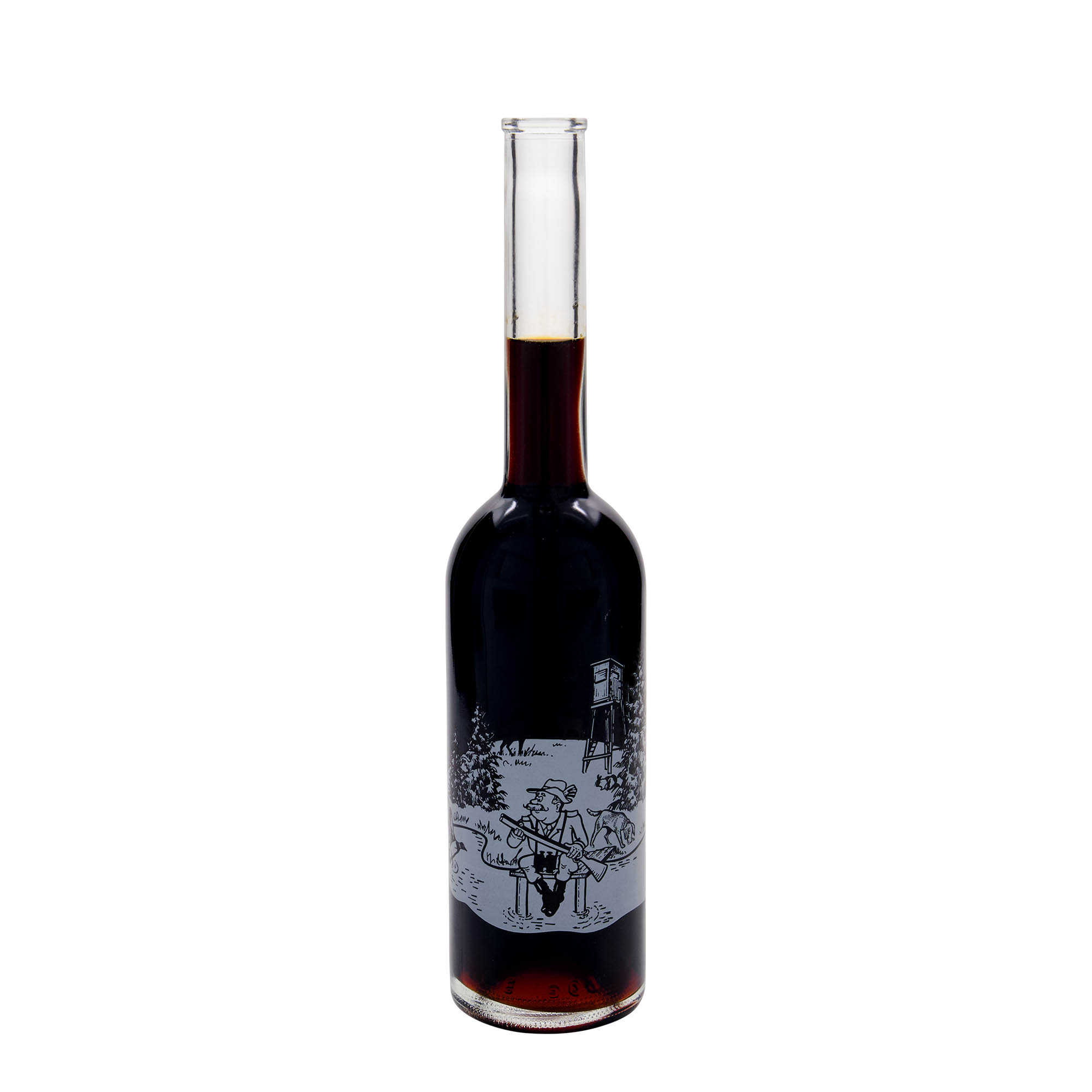 500 ml Cam şişe 'Opera', Motif: Avcı, Ağız: Mantar