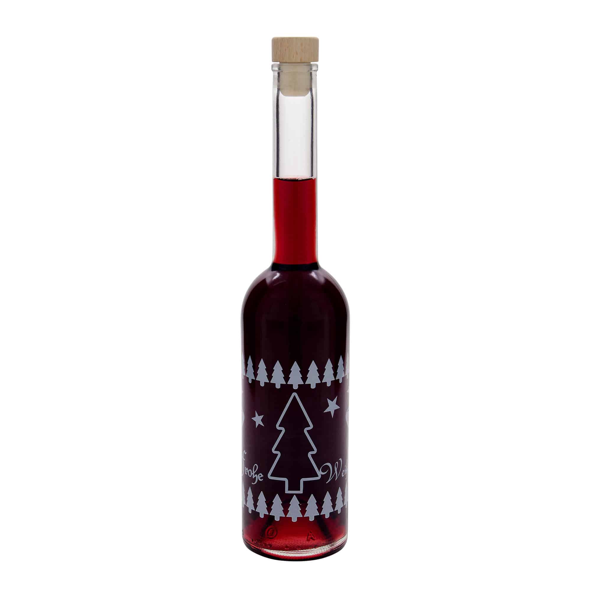 500 ml Cam şişe 'Opera', Motif: Klasik Noel, Ağız: Mantar