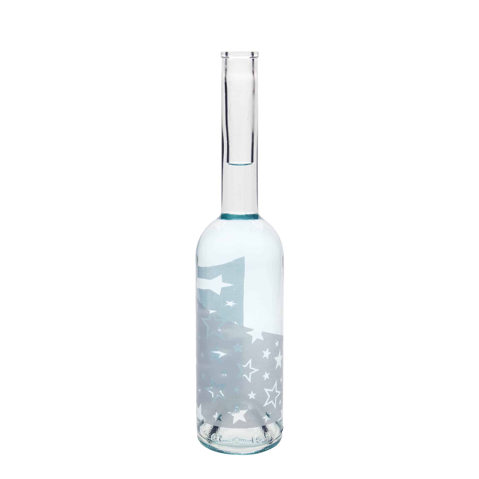 500 ml Cam Şişe 'Opera', Motif: Gümüş Yıldızlar, Ağız: Mantar