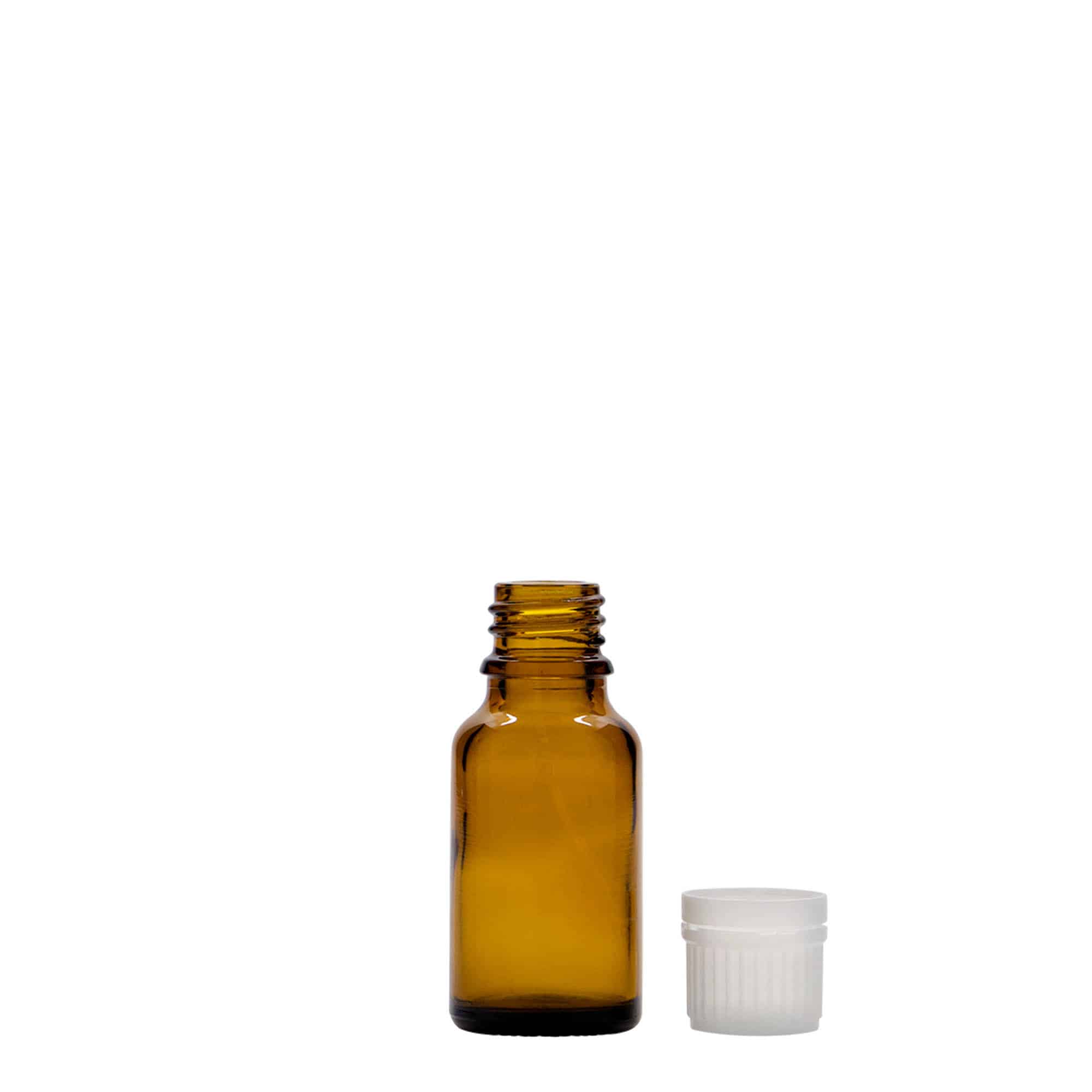 15 ml tıbbi şişe, cam, kahverengi, ağız: DIN 18