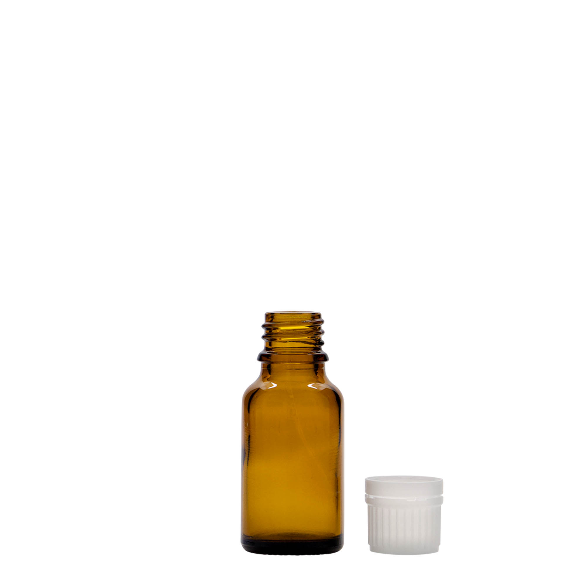 15 ml tıbbi şişe, cam, kahverengi, ağız: DIN 18