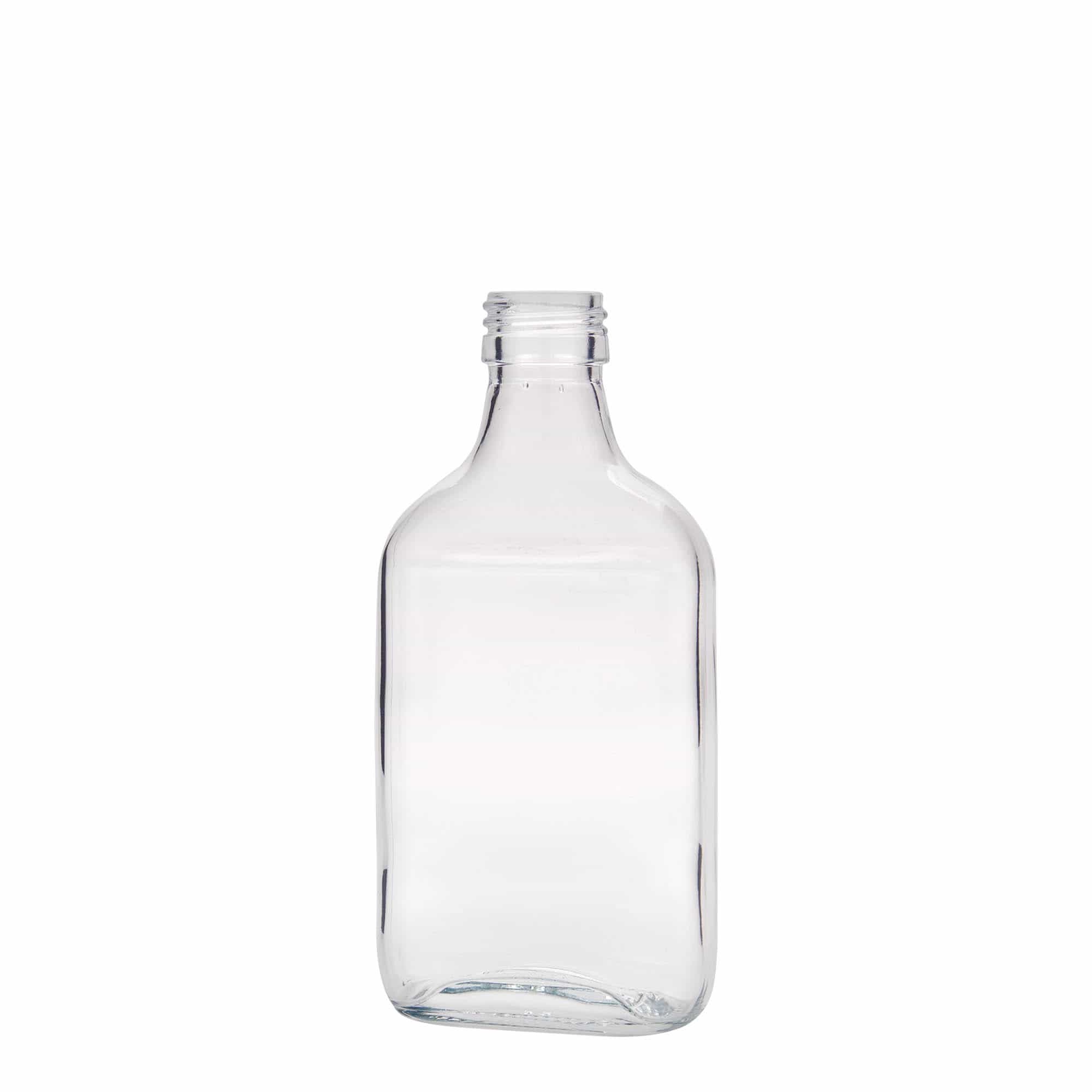 200 ml cep şişesi, dikdörtgen, cam, ağız: PP 28