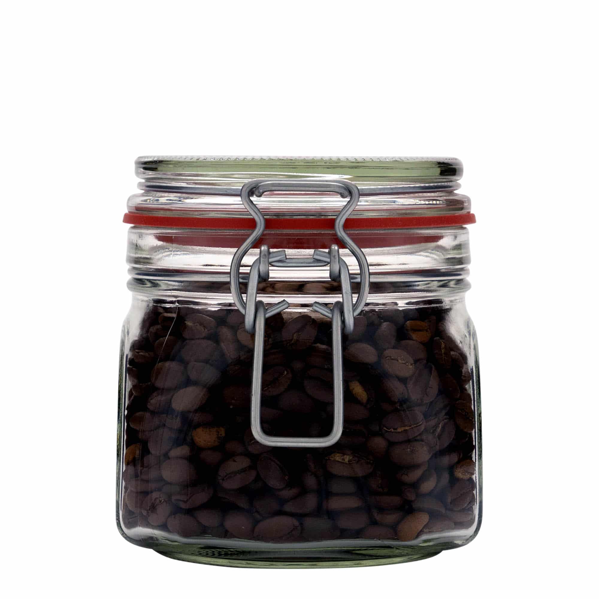 630 ml Tel kapaklı kavanoz, kare, ağız: tel kapaklı kapanış