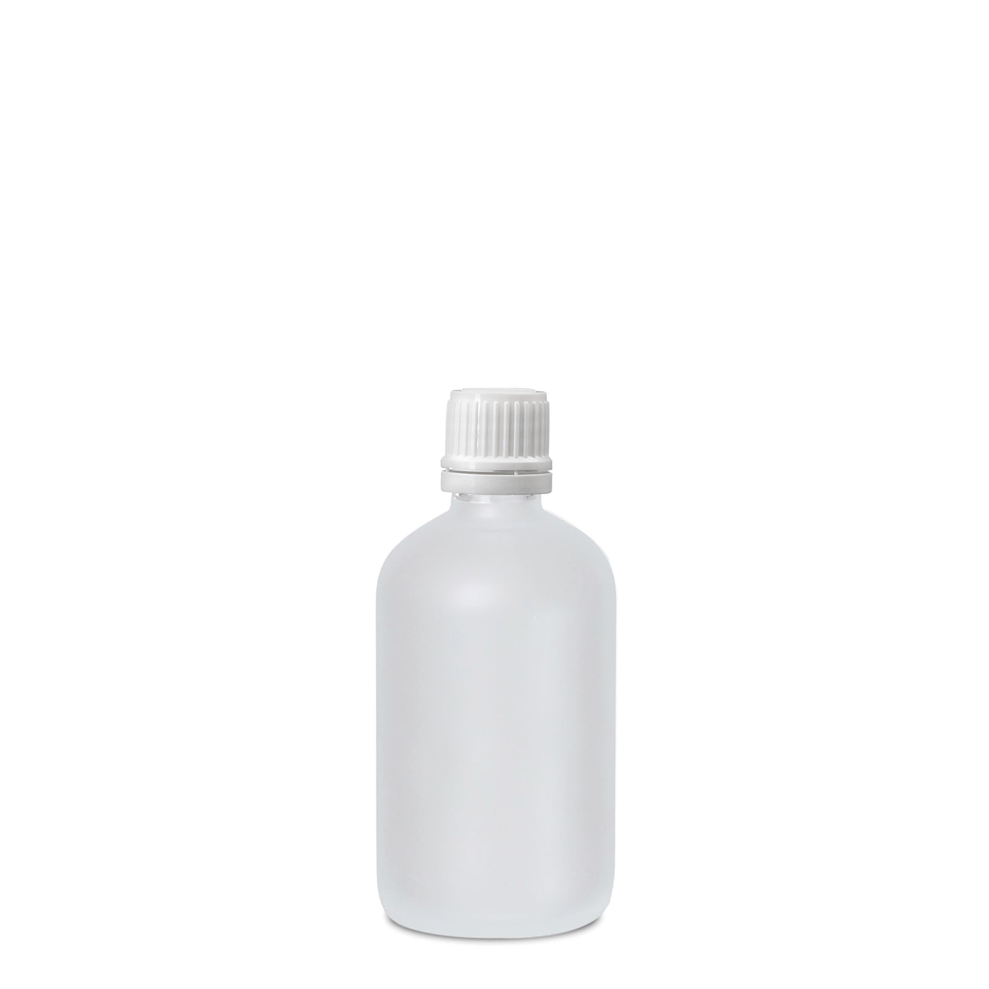 100 ml tıbbi şişe, cam, buzlu, ağız: DIN 18