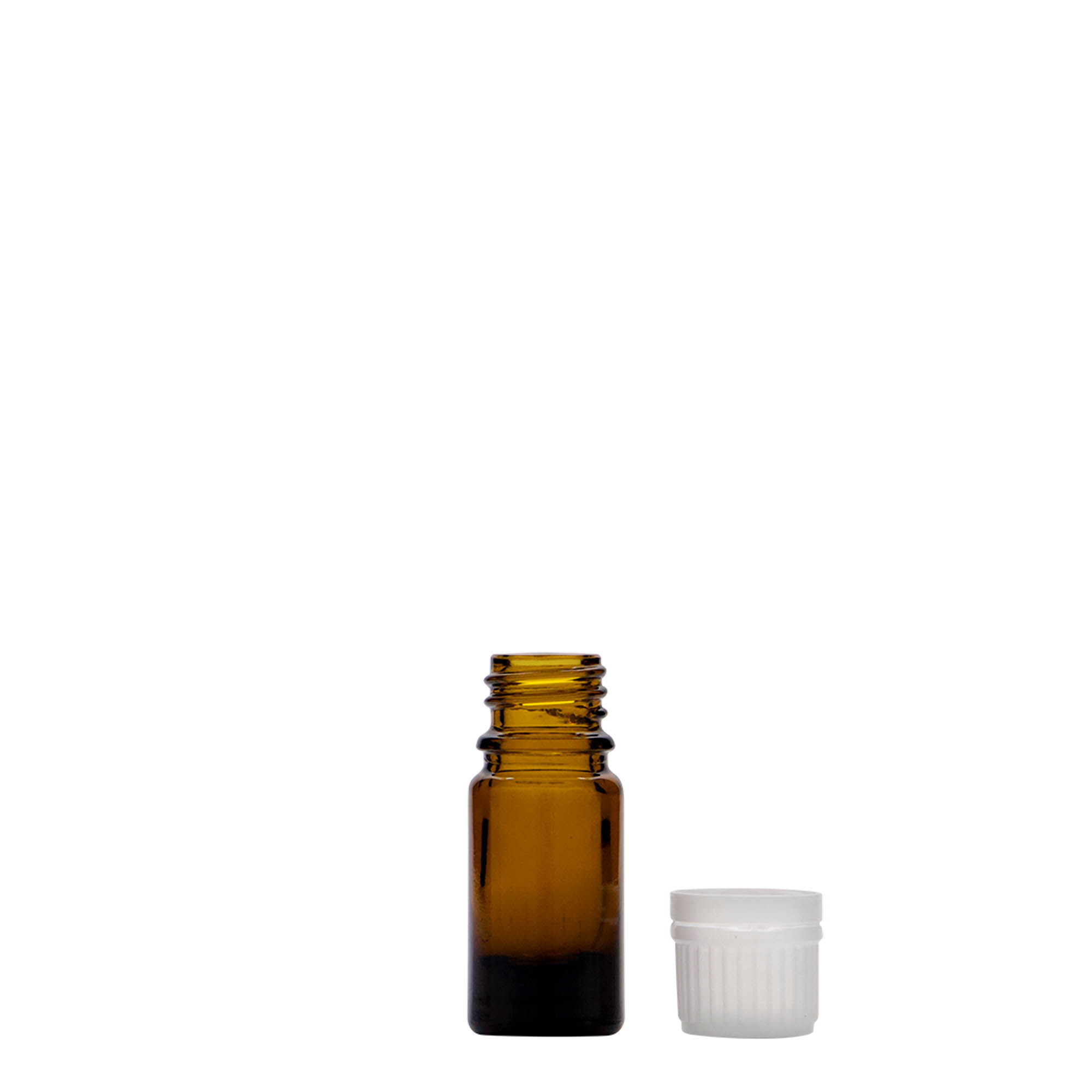5 ml tıbbi şişe, cam, kahverengi, ağız: DIN 18