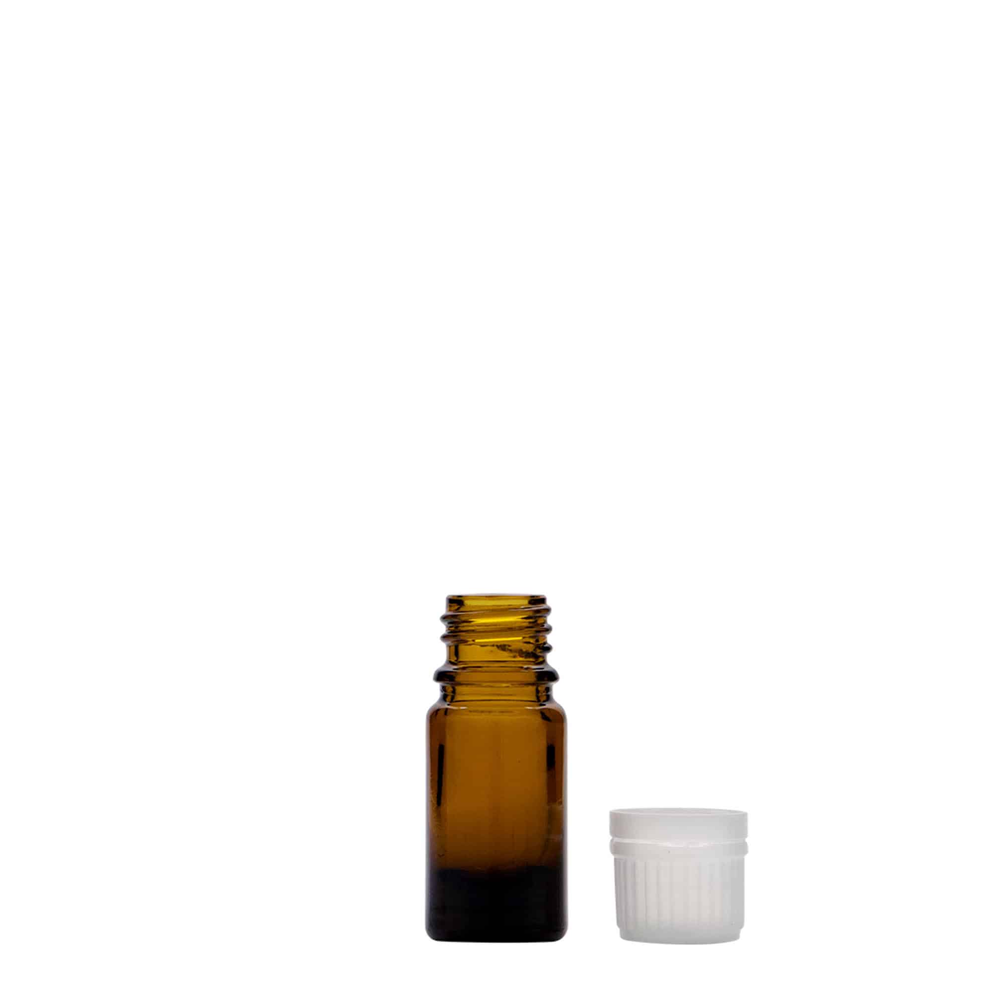 5 ml tıbbi şişe, cam, kahverengi, ağız: DIN 18